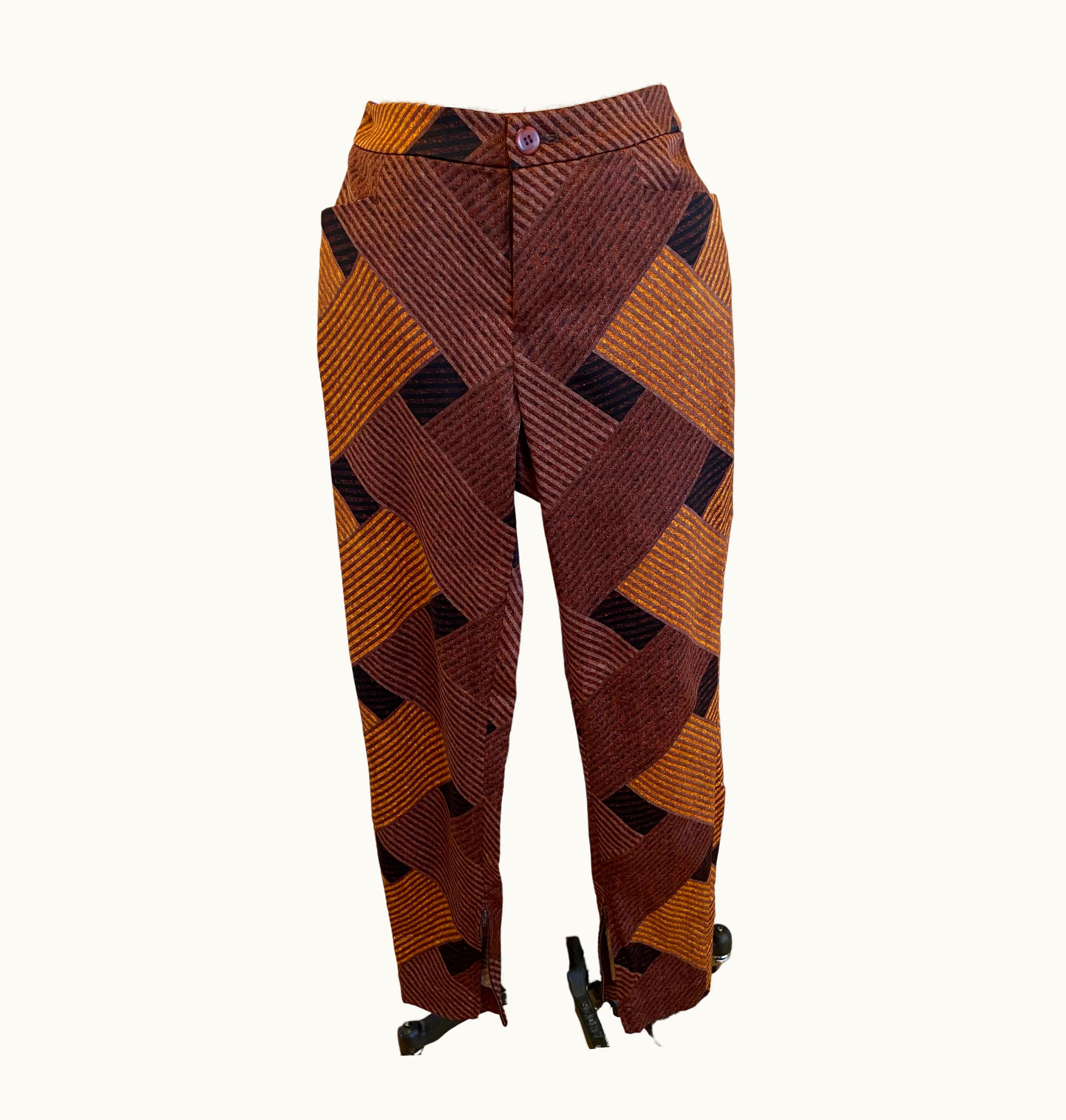 Issey Miyake Issey Miyake Golden Shades Of Browns Bold Abstract Trousers