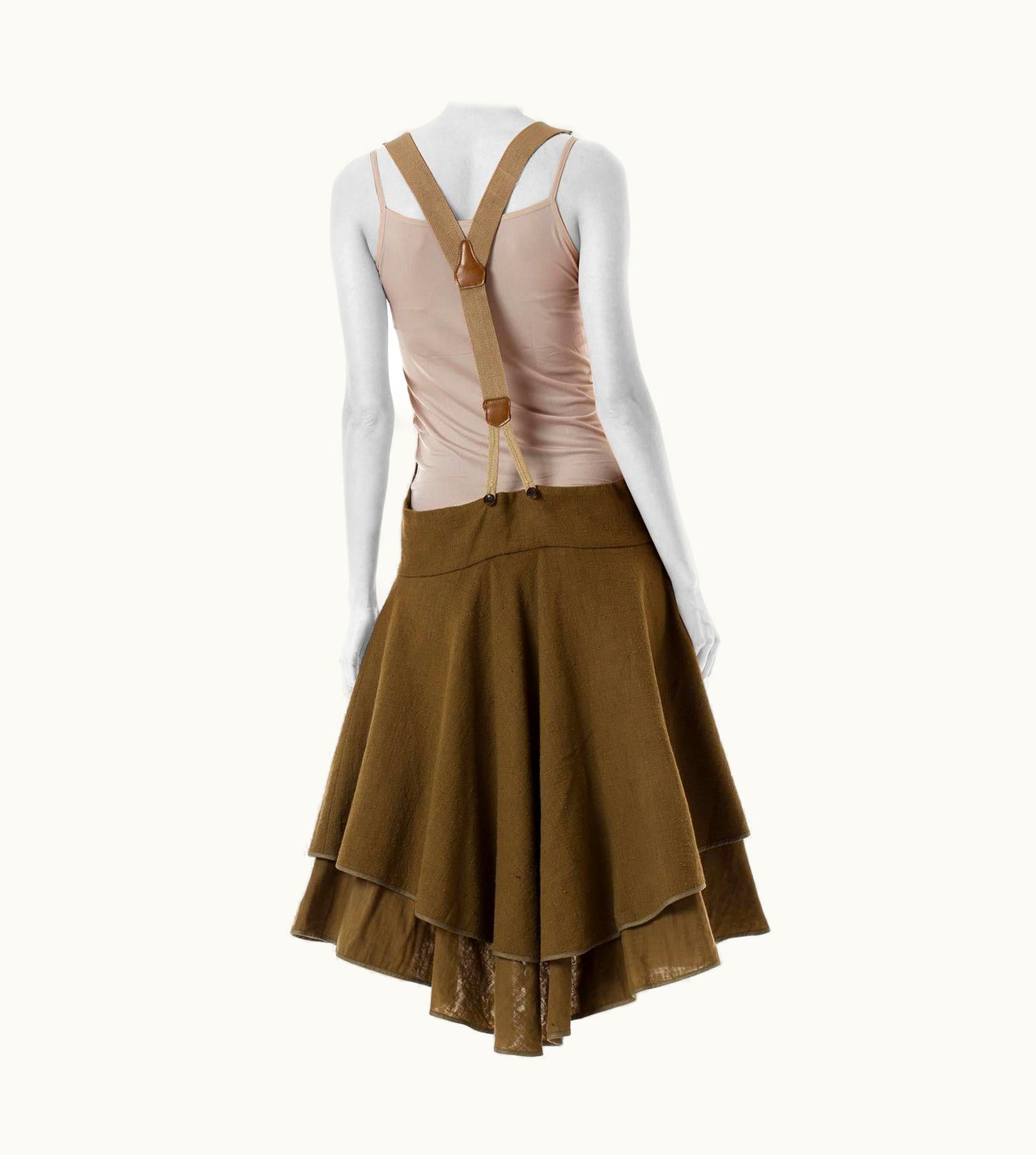 Issey Miyake 1980s Issey Miyake Olive Green Cotton Blend Overalls Style Dress