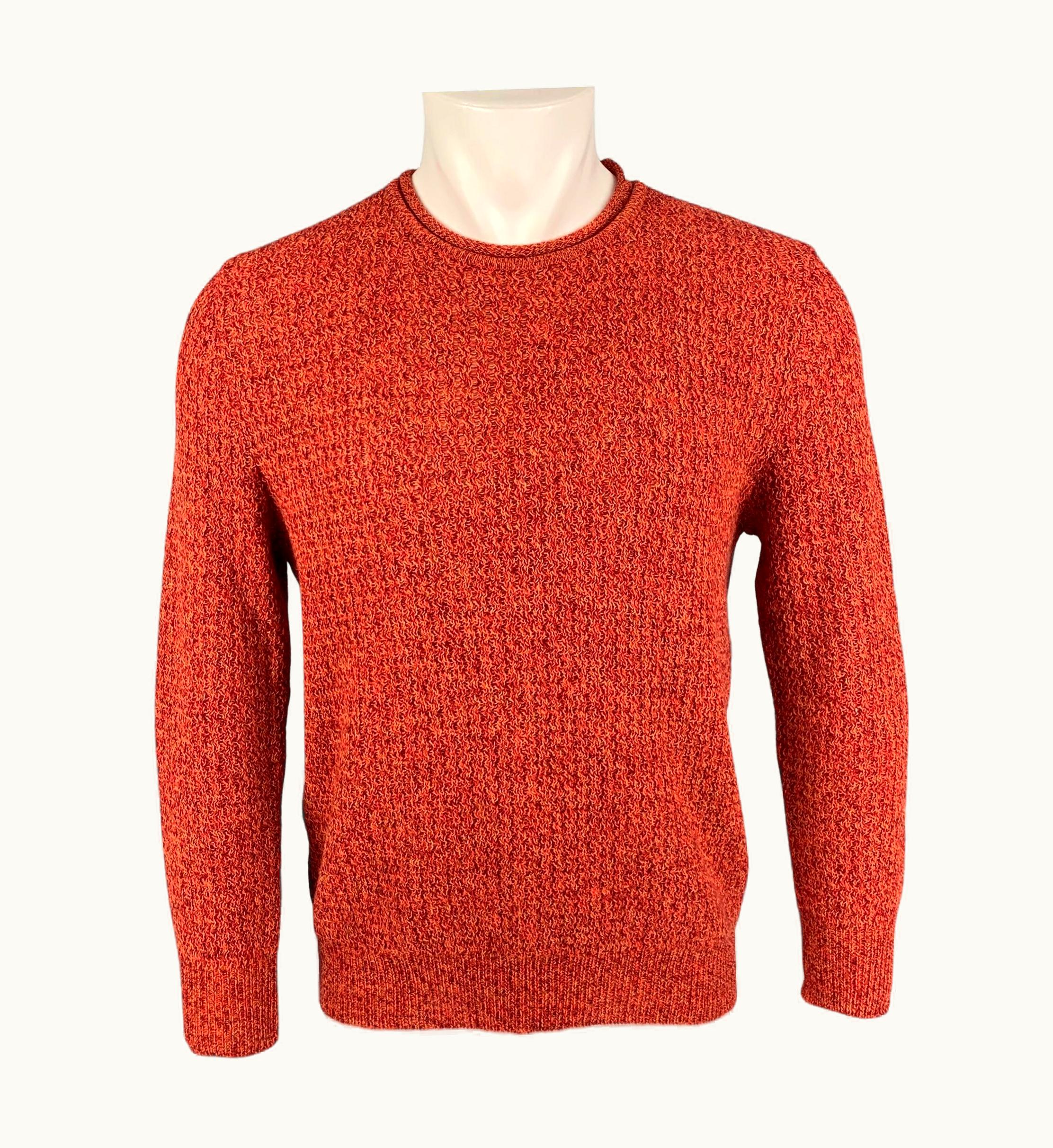 Issey Miyake Issey Miyake Red Orange Knit Crew-Neck Pullover