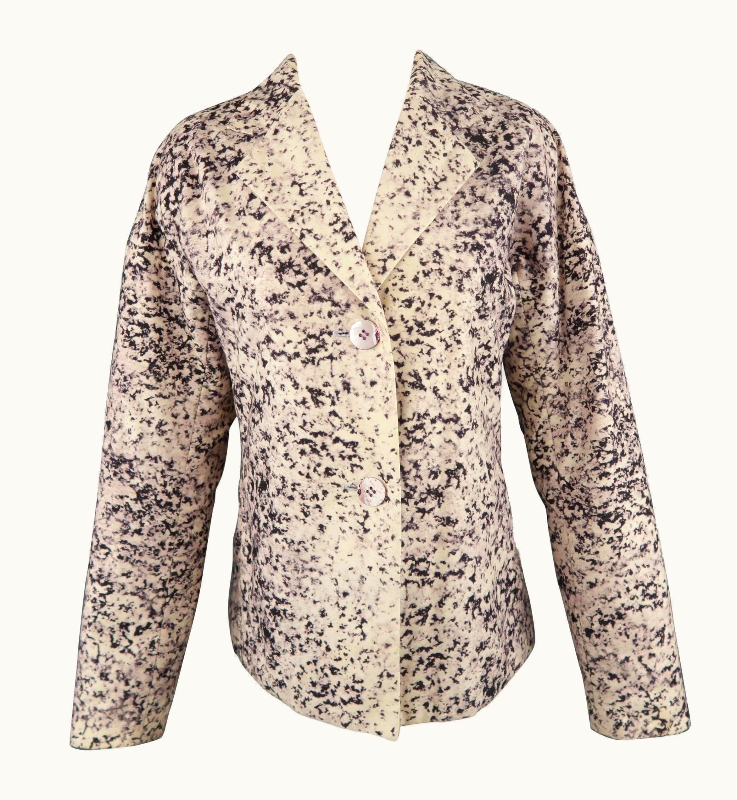 Issey Miyake Issey Miyake Beige Marble Print Notch Lapel Jacket