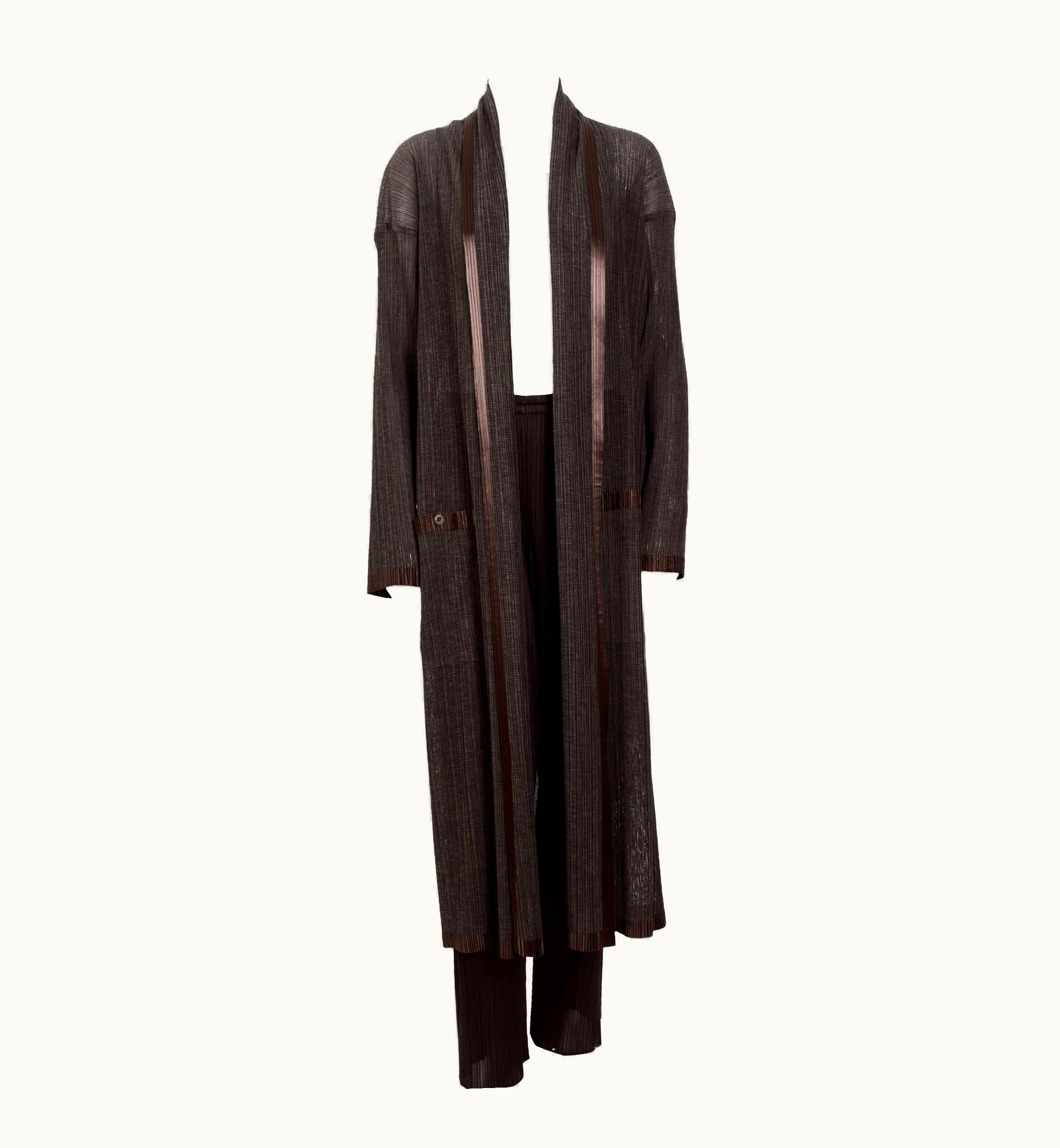 Issey Miyake Issey Miyake Vintage 1990s Chocolate Brown Coat And Trousers Set
