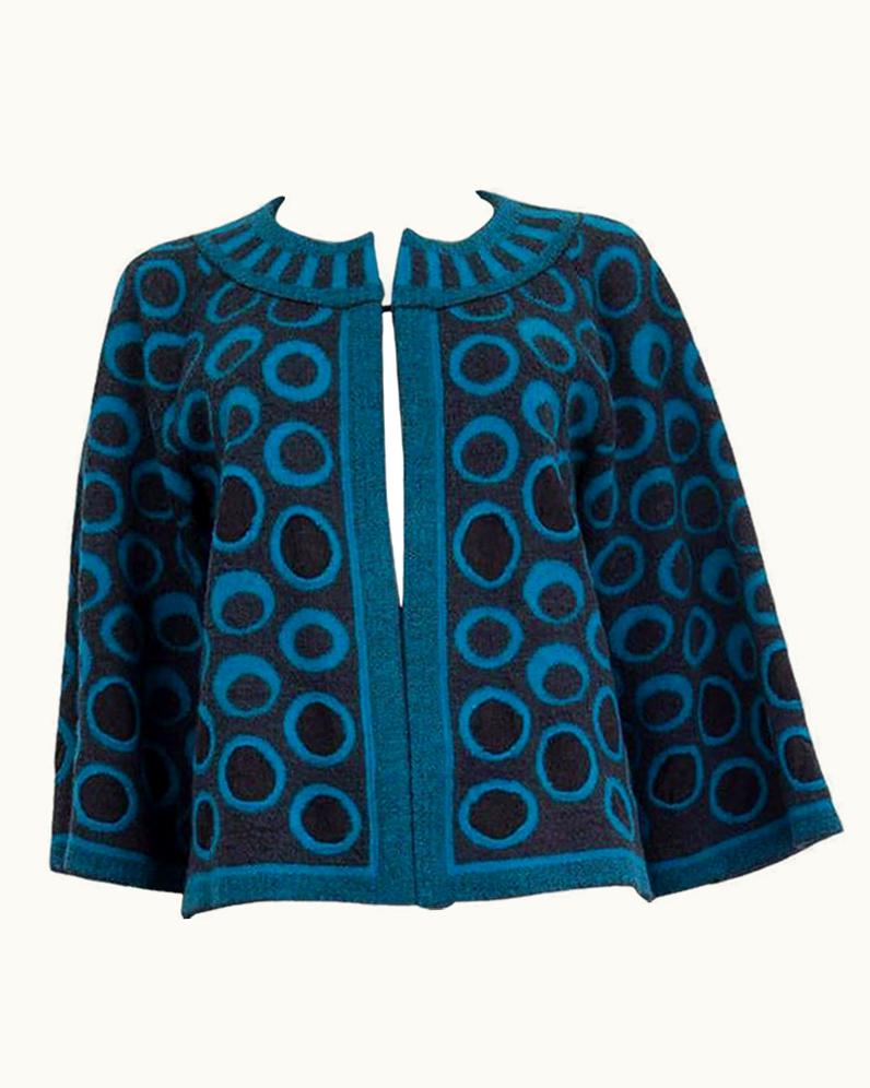 Etro Haat Issey Miyake Petrol Blue Circle Cardigan Sweater 2