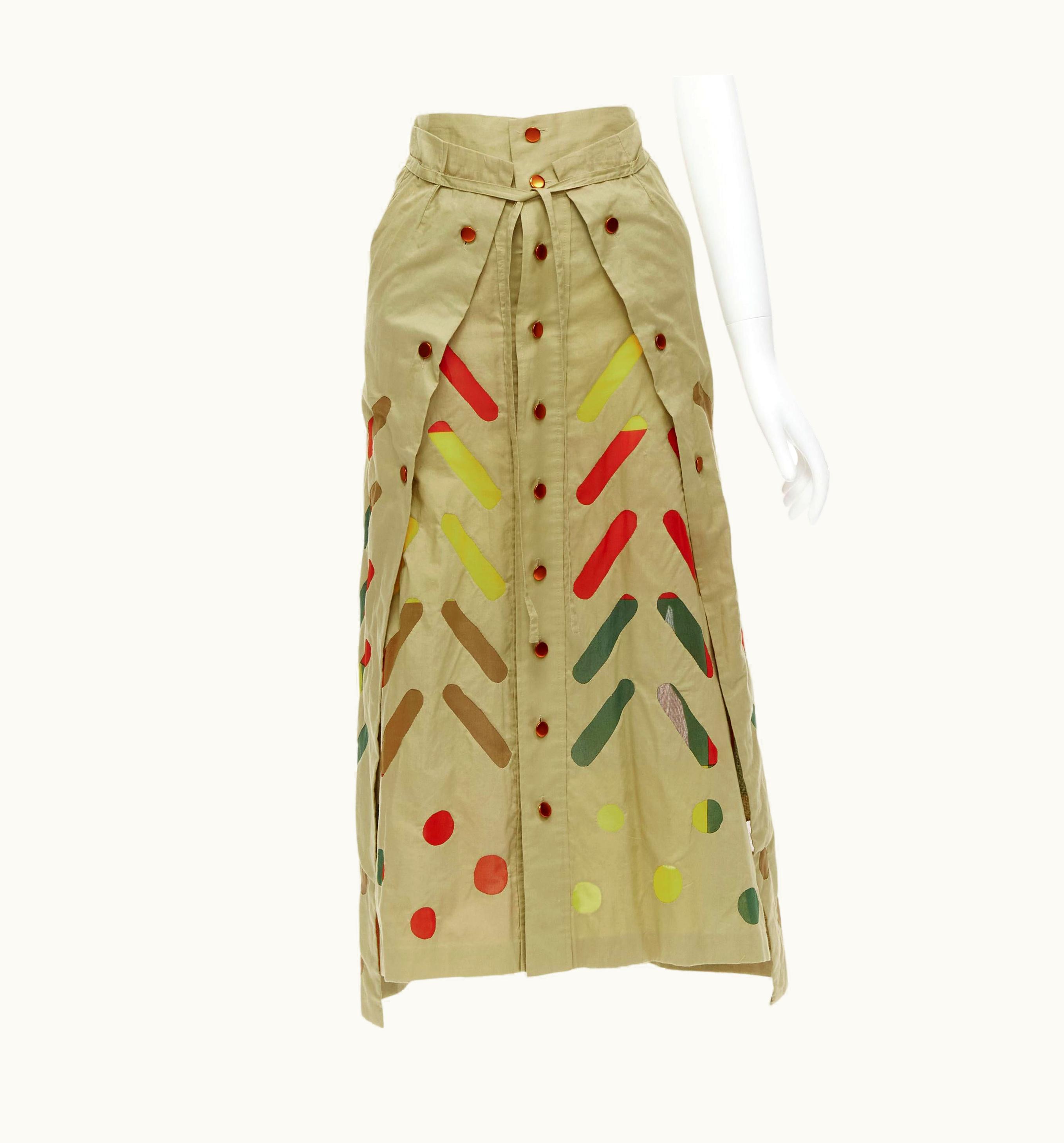 Issey Miyake Issey Miyake 1990' Cotton Hand Stitched Colourful Sheer Panel Button