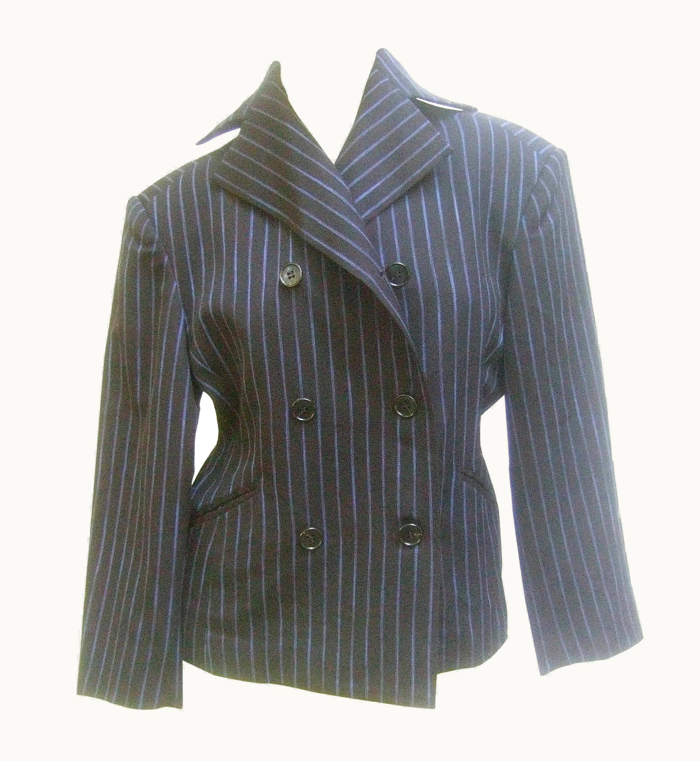 Issey Miyake Issey Miyake Women' Pin Striped Double Breasted Wool Jacket Ca 1990