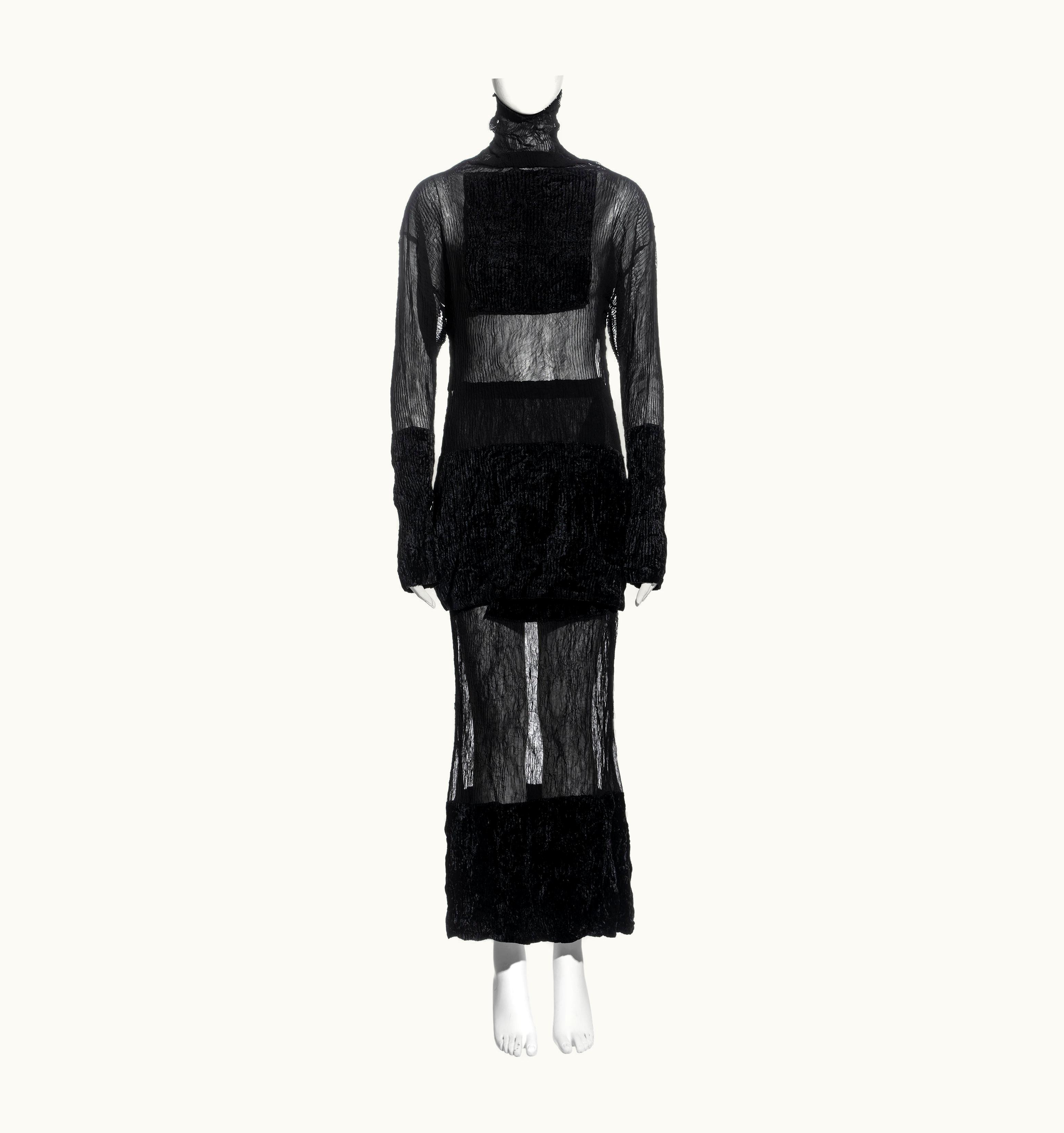 Issey Miyake Issey Miyake Black Pleated Organza Sweater And Skirt Set, AW 1994