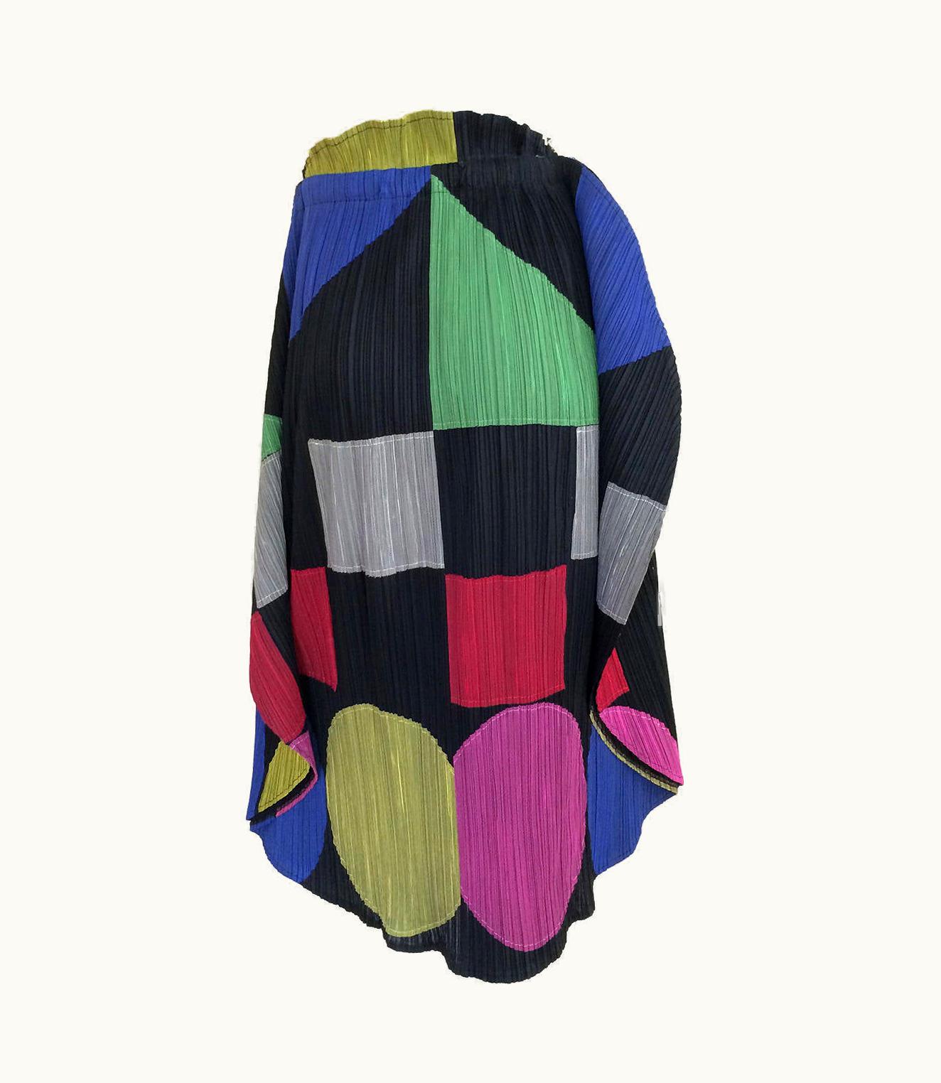 Issey Miyake Issey Miyake Pleats Please Sculptural Color Block Skirt S/S Cape 1990s
