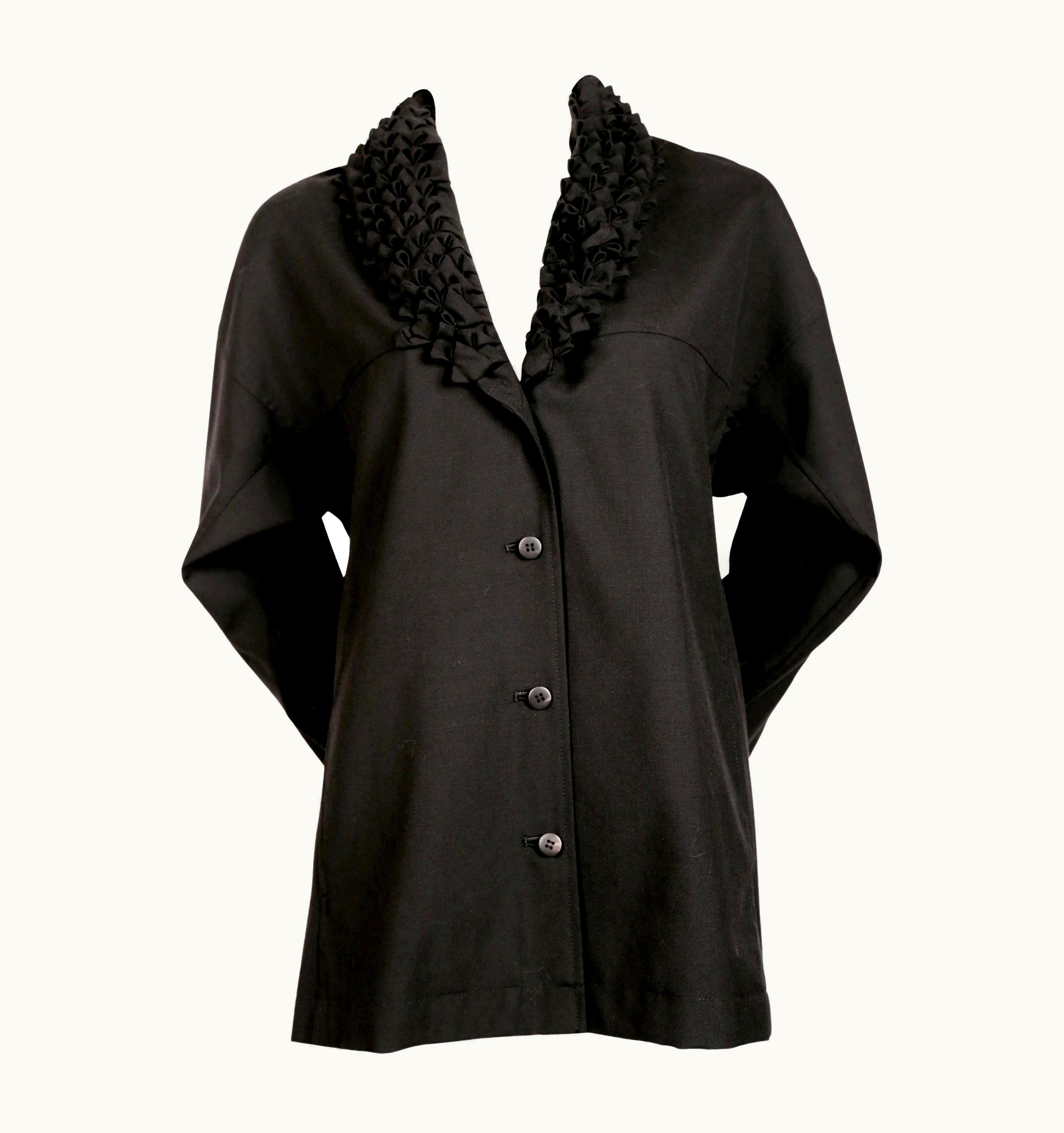 Issey Miyake 1990' Issey Miyake Black Wool & Cashmere Jacket With Origami Collar