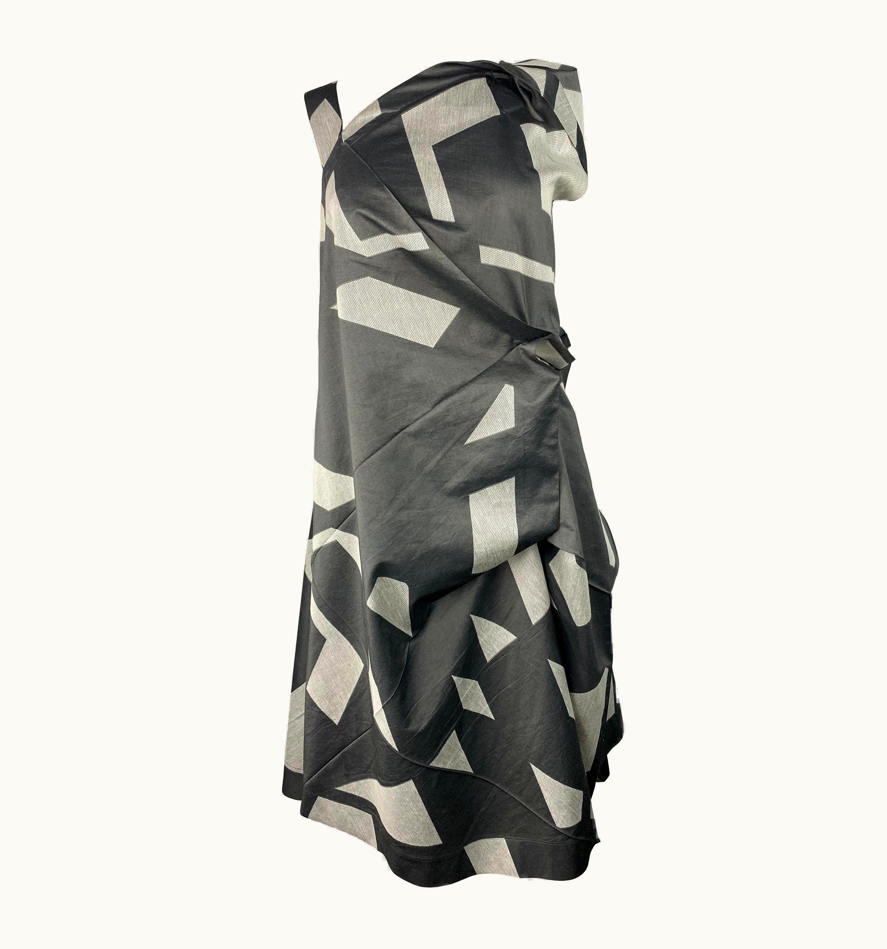 Issey Miyake Issey Miyake Grey Cotton Sleeveless Asymmetrical Midi Dress