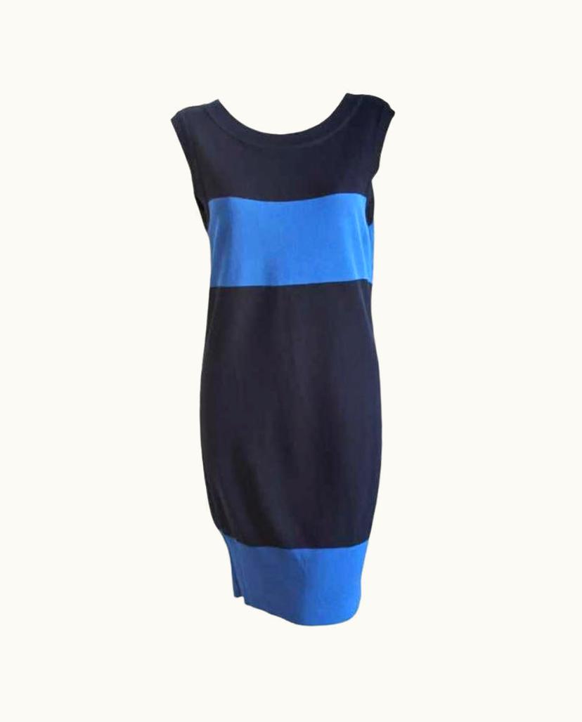 Issey Miyake 1989 Issey Miyake Black And Bright Blue Knit Summer Runway Dress UZ0597447