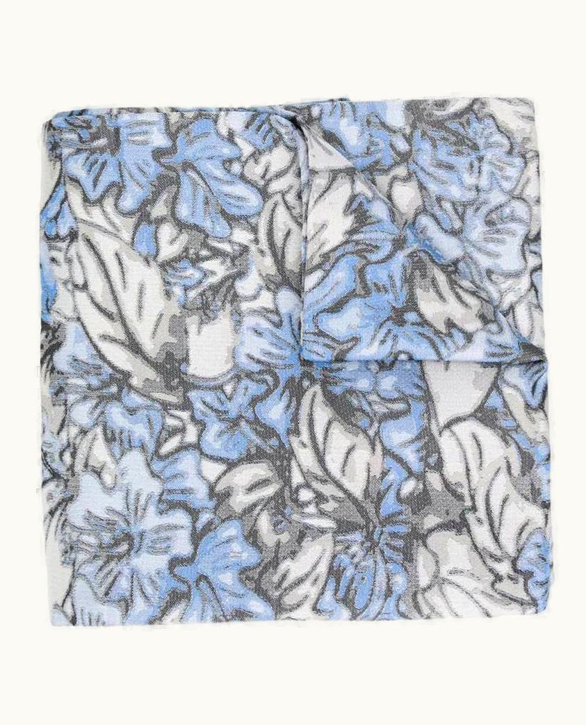 Issey Miyake 90s Issey Miyake Silk Scarf With Blue And Gray Floral Print