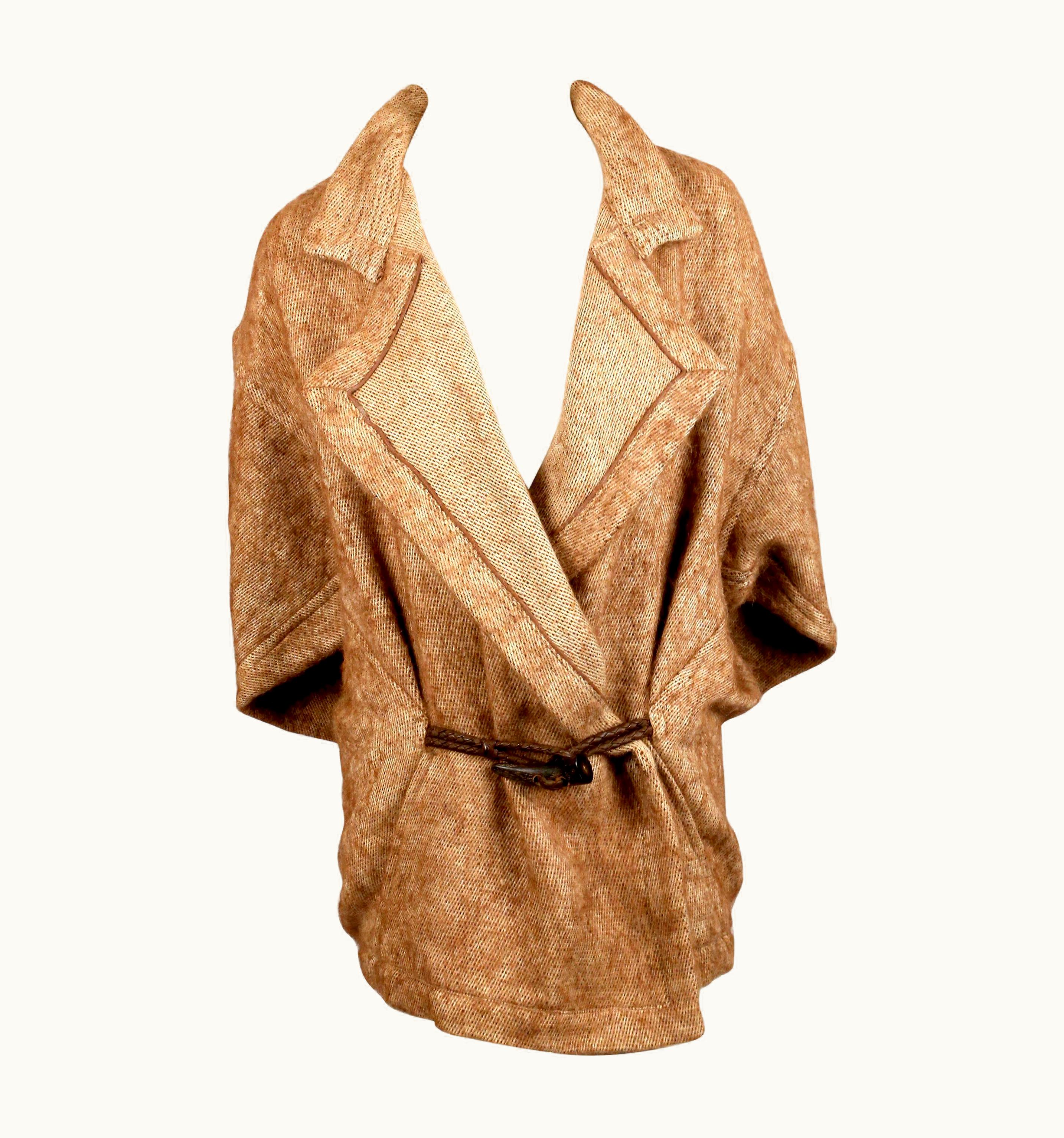 Issey Miyake 1984 Issey Miyake Alpaca And Linen Runway Coat With Horn Toggle Closure