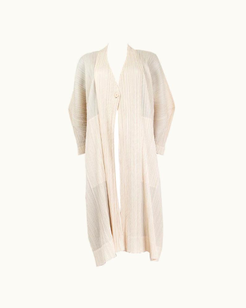 Issey Miyake Issey Miyake Pleats Please Off-white Pleated Long Cardigan Sweater 3