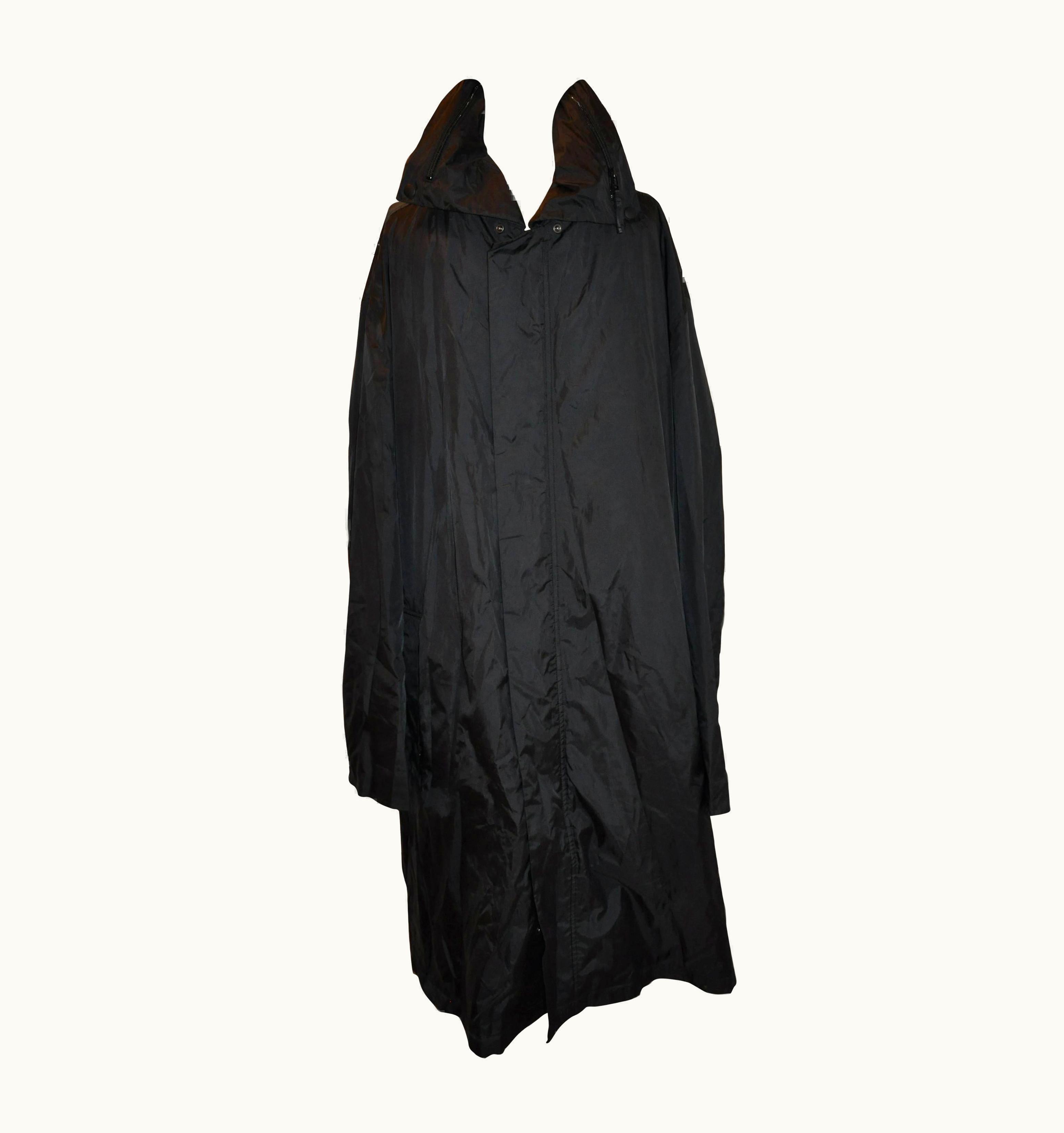 Issey Miyake Issey Miyake Men' Black Nylon Optional High-Collar Trench With Hidden Hood
