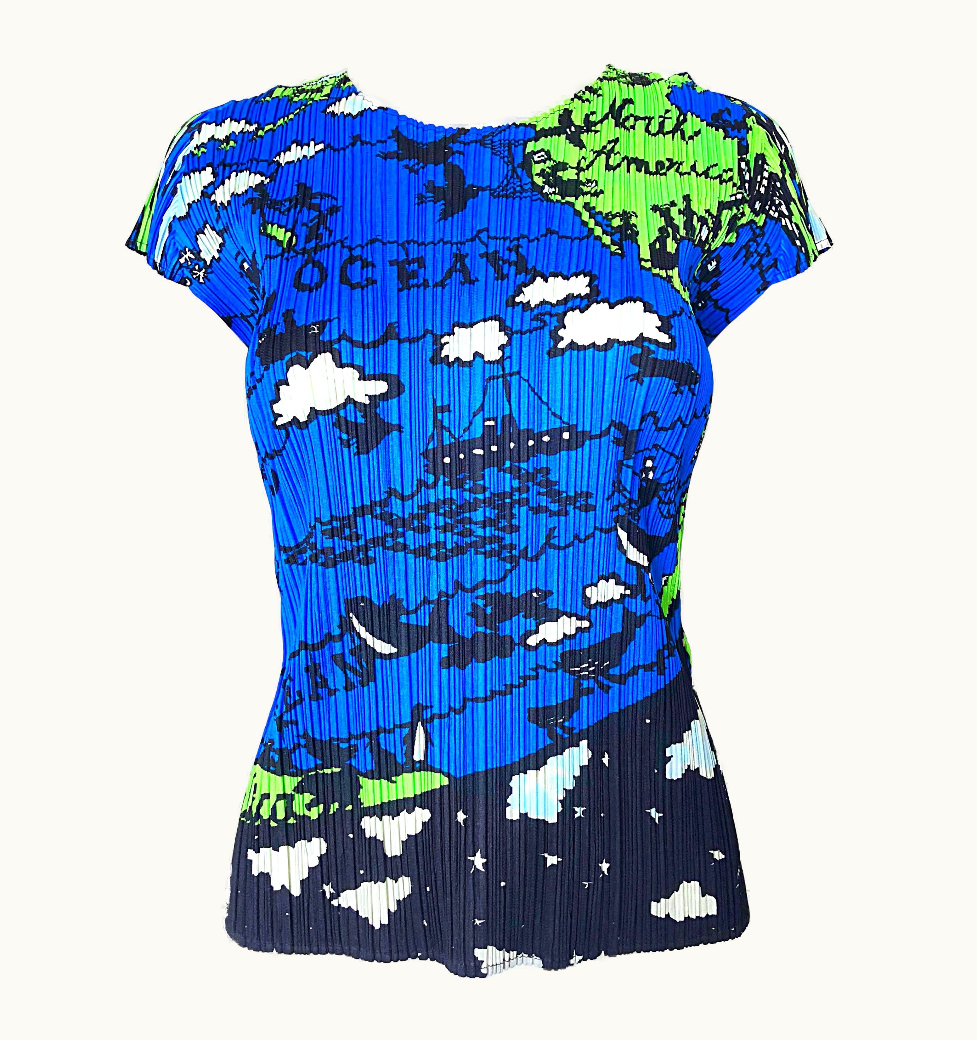 Issey Miyake Vintage Issey Miyake 1990s Rare ' Map Of The World ' 90s Short Sleeve Blouse