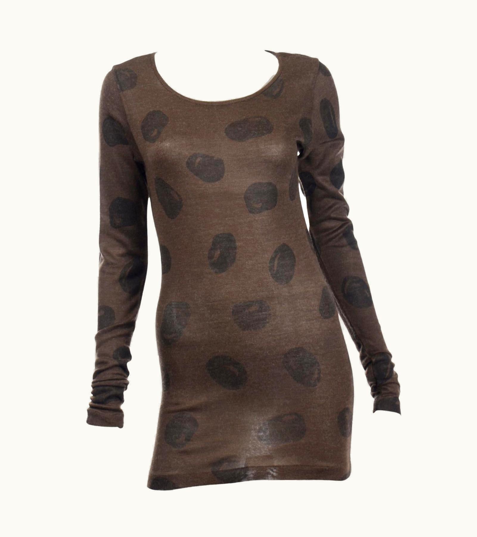 Issey Miyake Issey Miyake Vintage Stretch Knit Brown Abstract Large Dot Mini Dress Or Top
