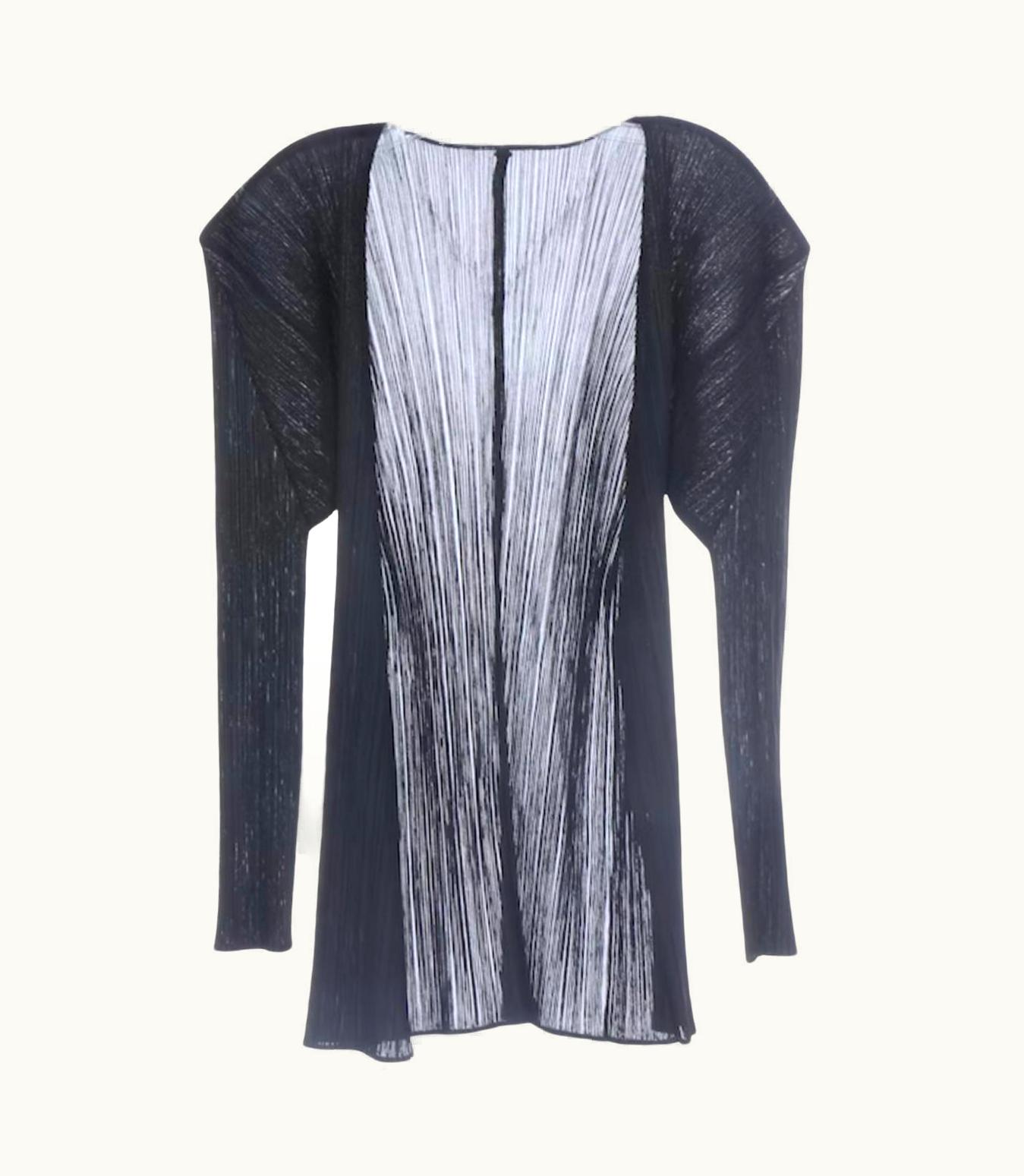 Issey Miyake Issey Miyake Pleats Please Black No. 15, Cardigan, Square Shoulders