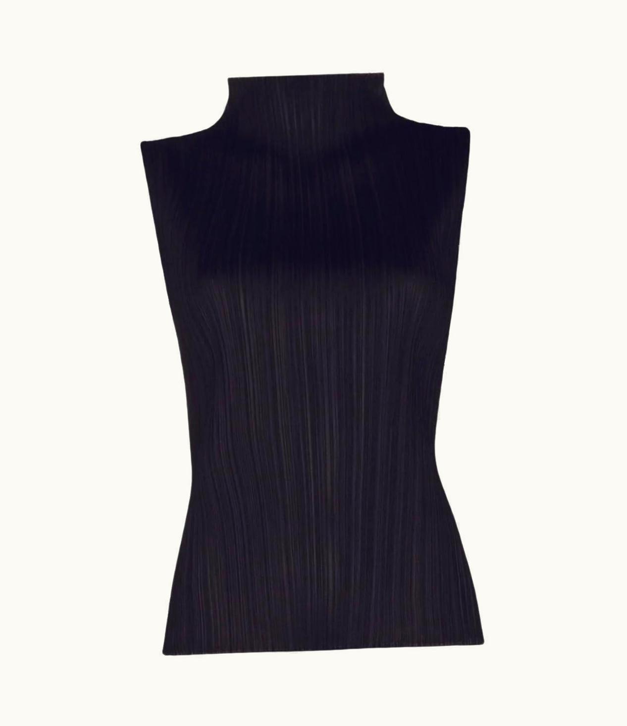 Issey Miyake Issey Miyake Pleats Please Black No. 15, Mock Neck Sleeveless Top