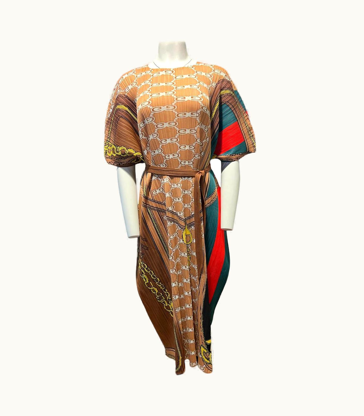 Issey Miyake Pleats Please Isley Miyake Multicolored Maxi Dress O/