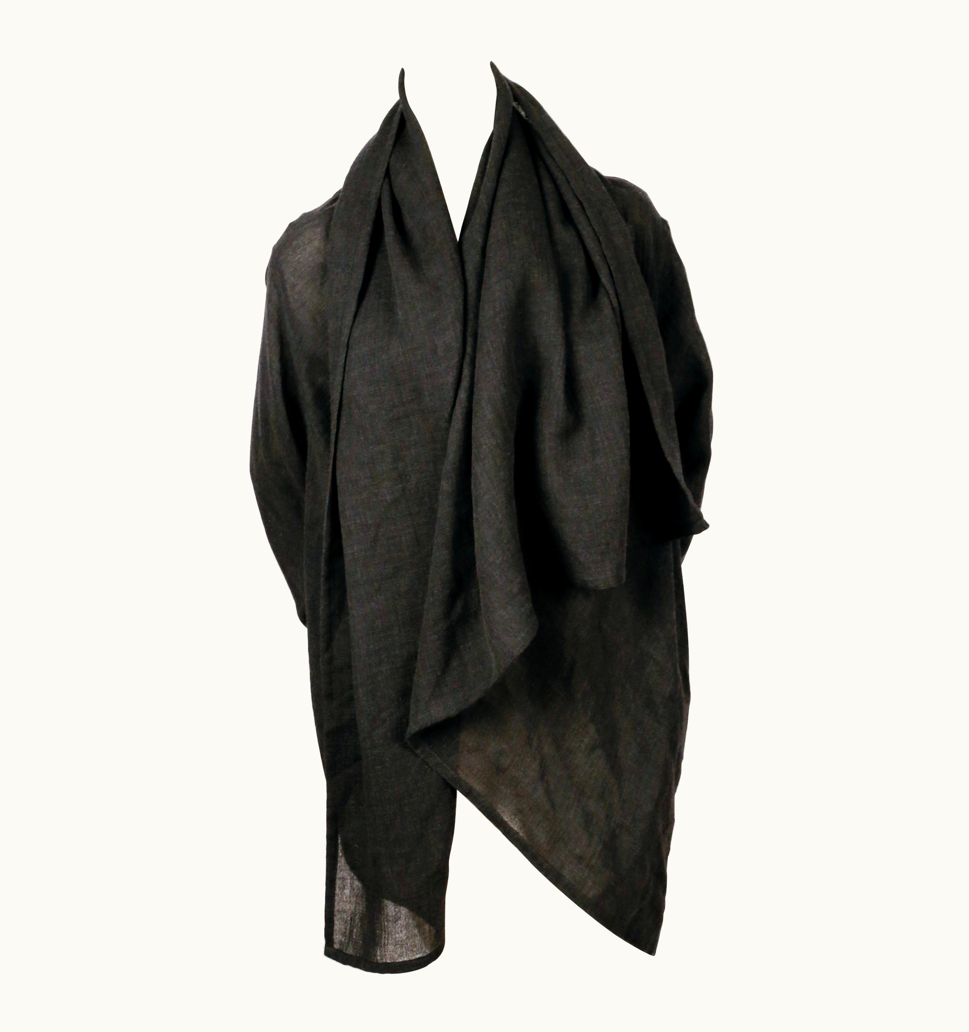 Issey Miyake 1980' Issey Miyake Plantation Charcoal Wool Draped Wrap Jacket