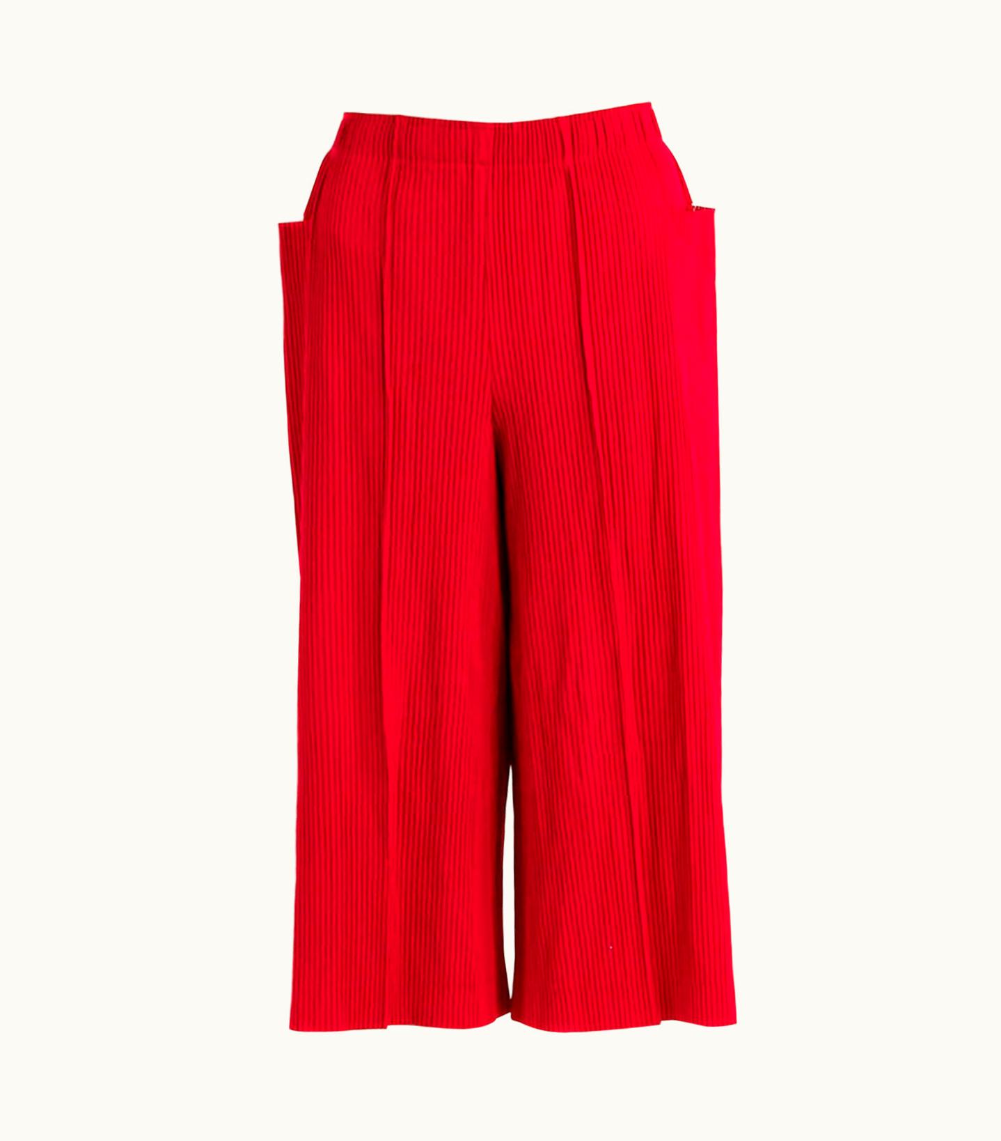 Issey Miyake 1990s Issey Miyake Fuchia Pleated Polyester Wide Leg Pants