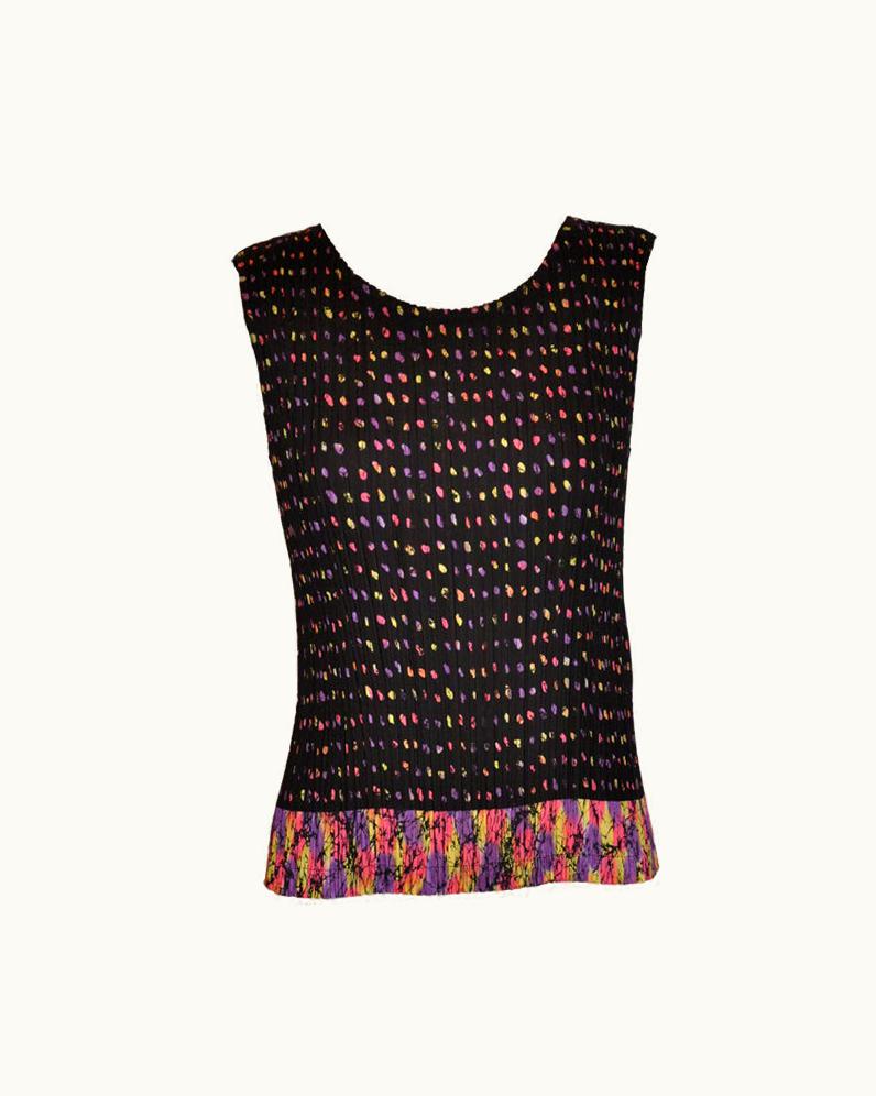 Issey Miyake Issey Miyake Black With Multi-color Polka Dots Tank Top