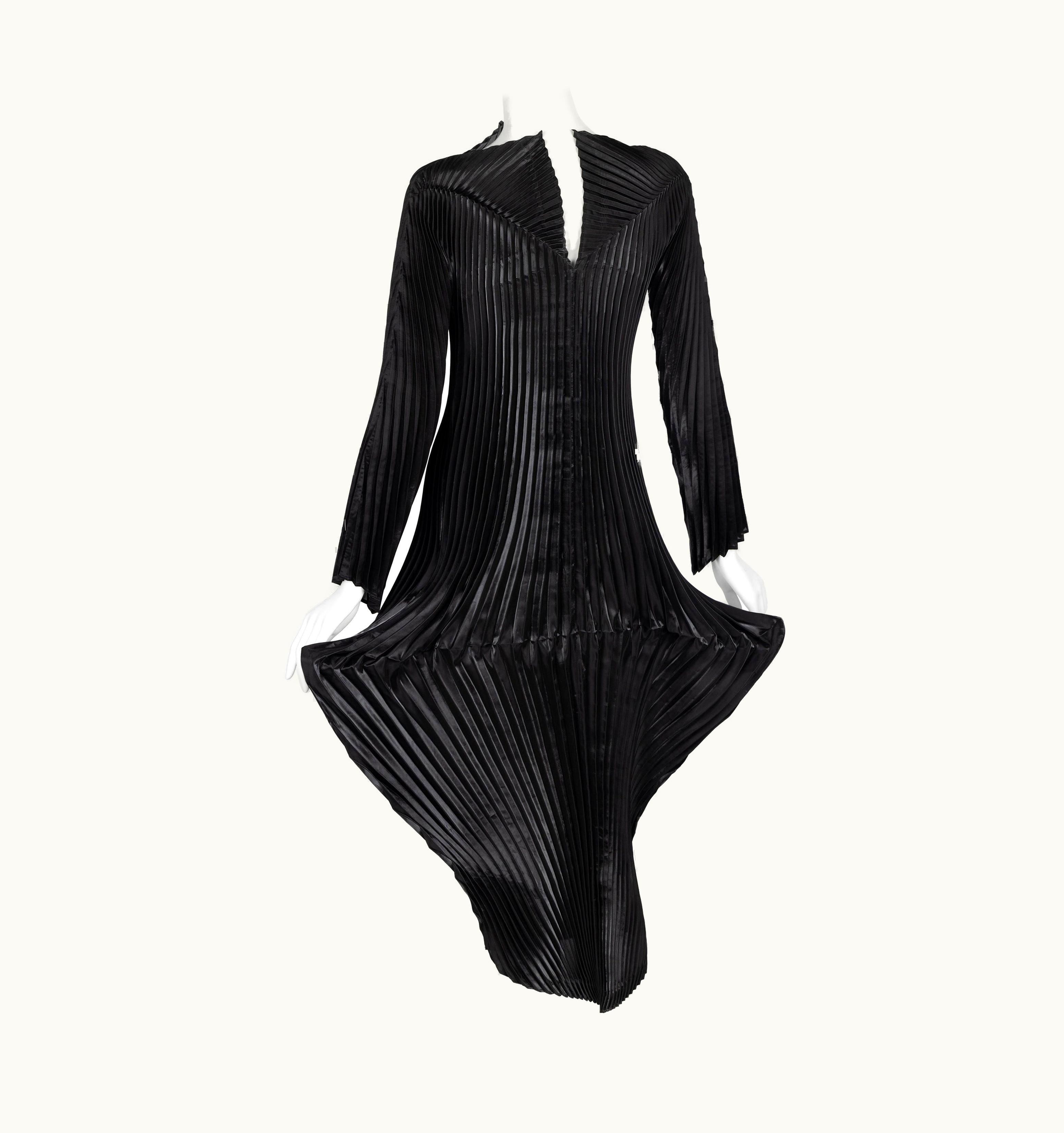 Issey Miyake Collectors Issey Miyake Fall 1999 Documented Metallic Black Dress