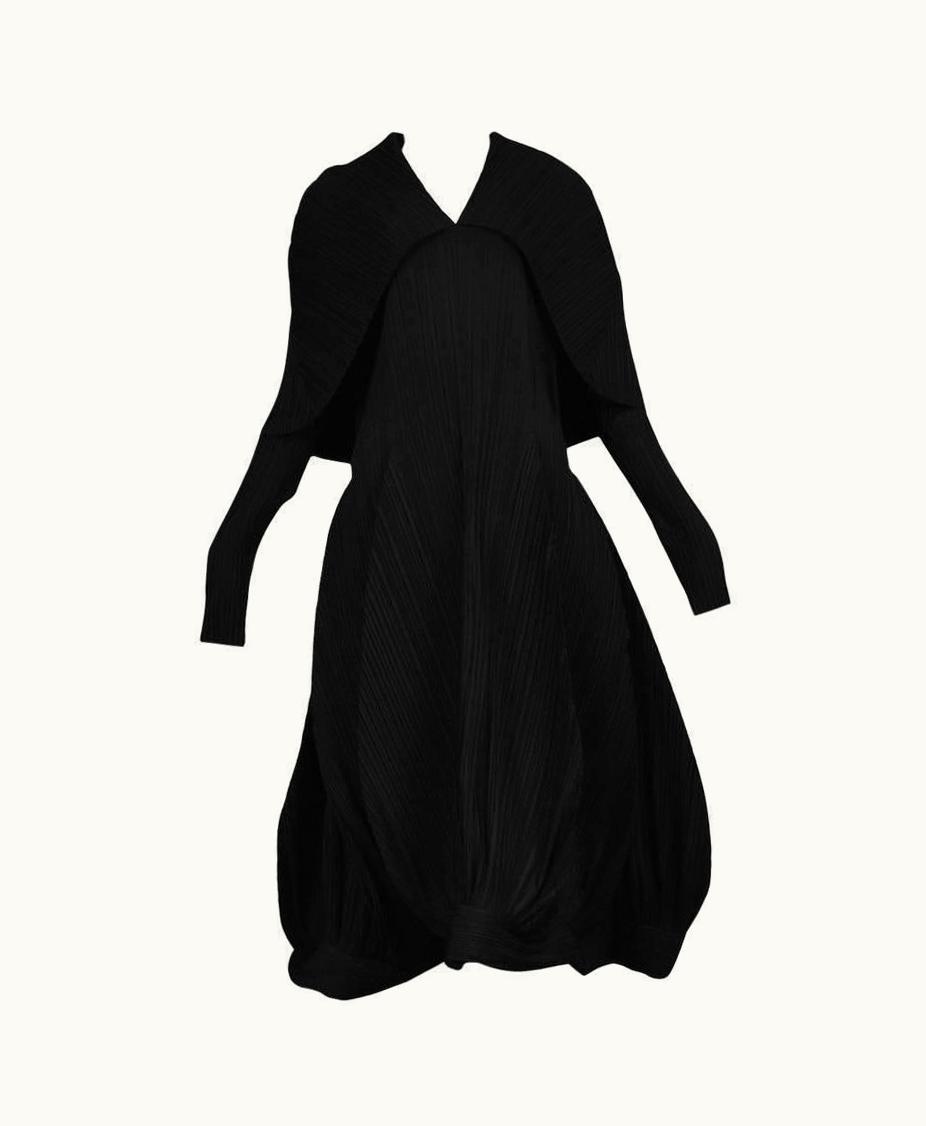 Issey Miyake Vintage Issey Miyake Black Pleated Museum Collection Dress 1985