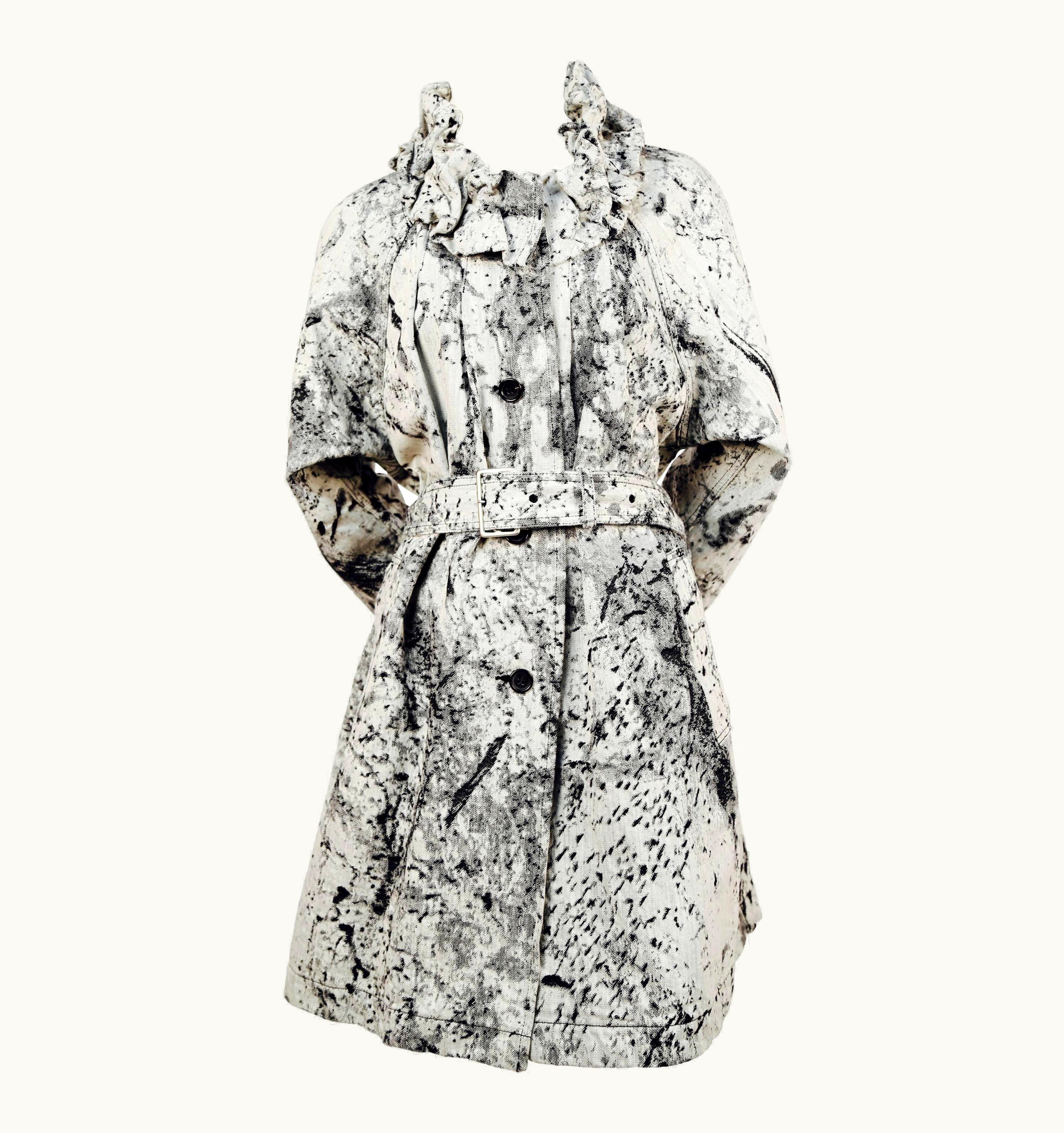 Issey Miyake 1990' Issey Miyake Woven Cotton Coat With Ruched Collar