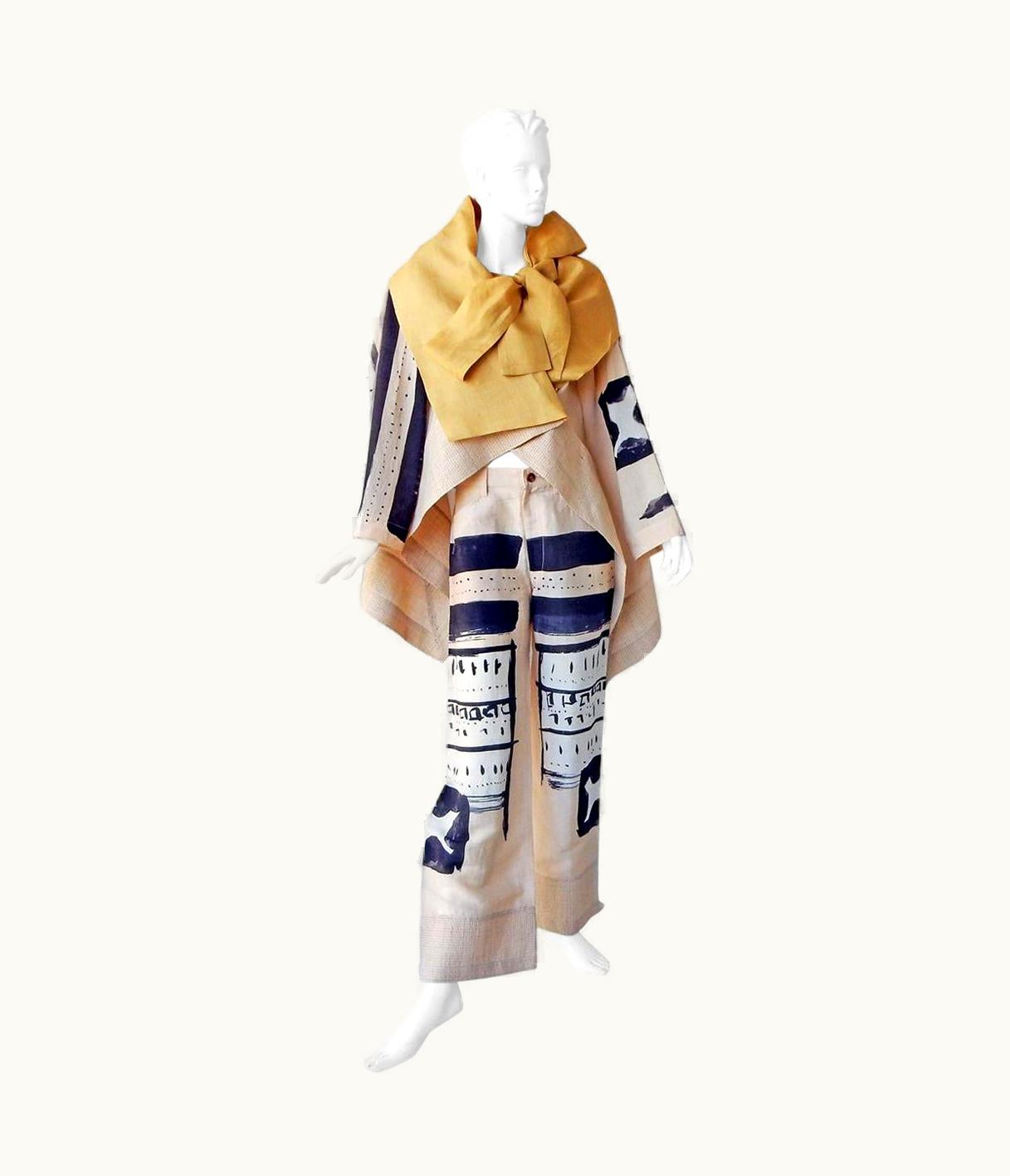 Issey Miyake Issey Miyake Costume Institute Rare 1997 Graphic Runway Kimono Inspired Ensemble