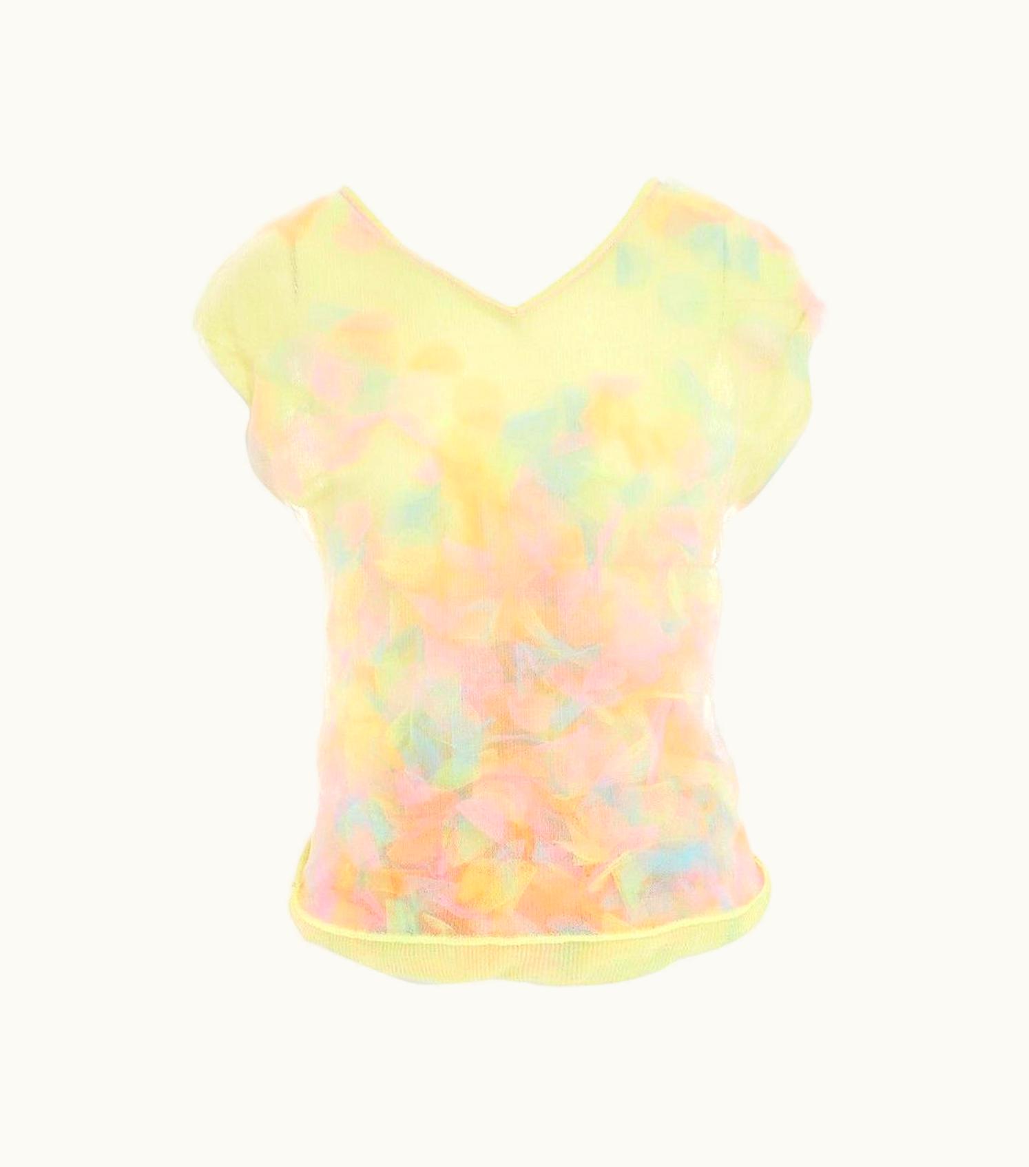 Issey Miyake Runway Issey Miyake S/S Yellow Mesh Multicolor Tulle Confetti Pad Bubble Top