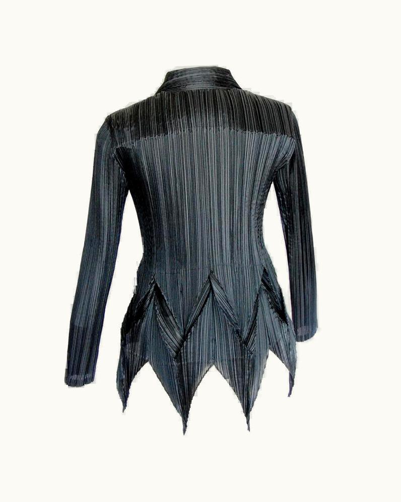 Issey Miyake Issey Miyake Black Pleated Jacket With Pointed Tails Architectural