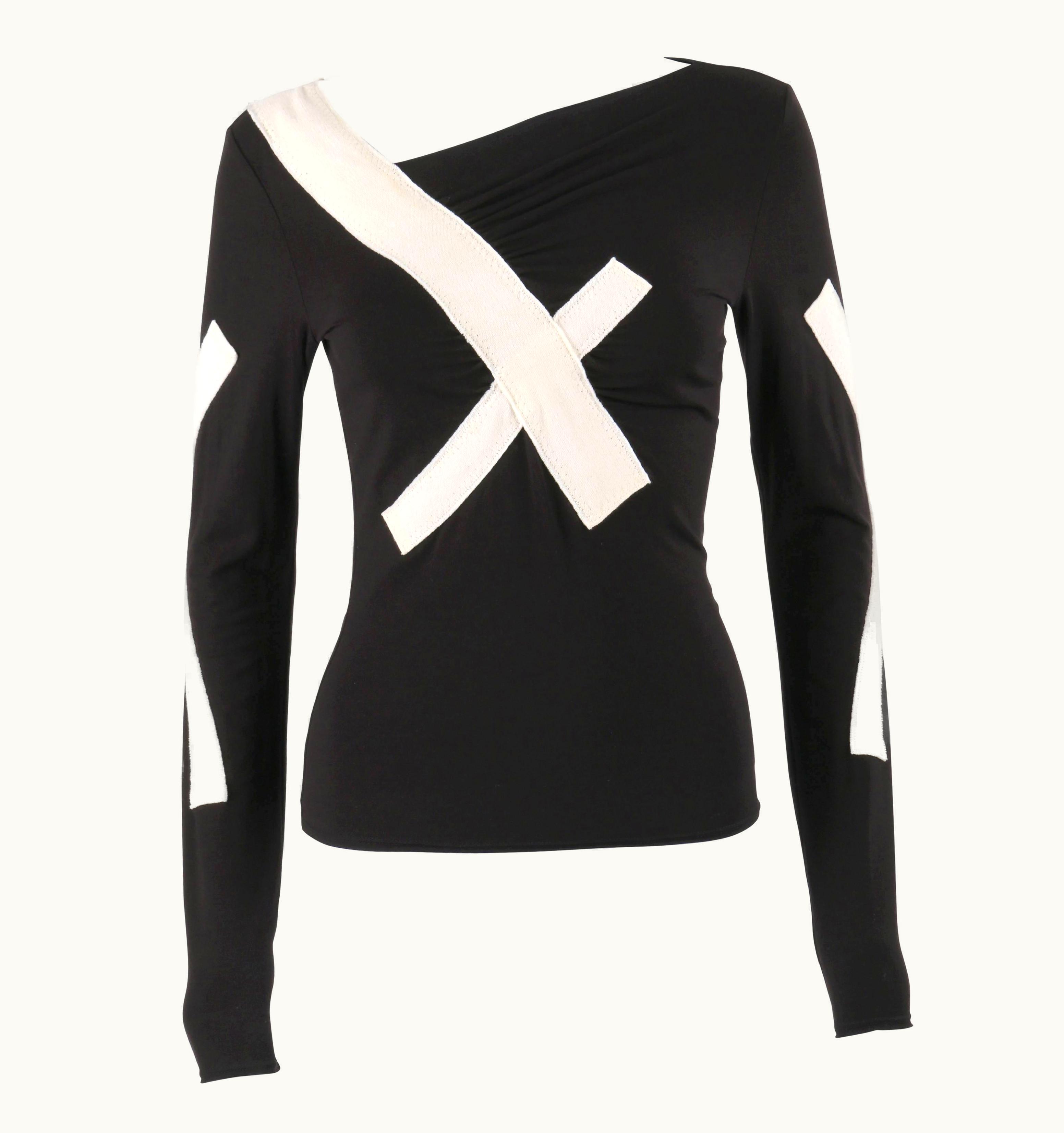 Issey Miyake Issey Miyake S/S 2004 Black Jersey Knit Cross Bandage Sweater Top