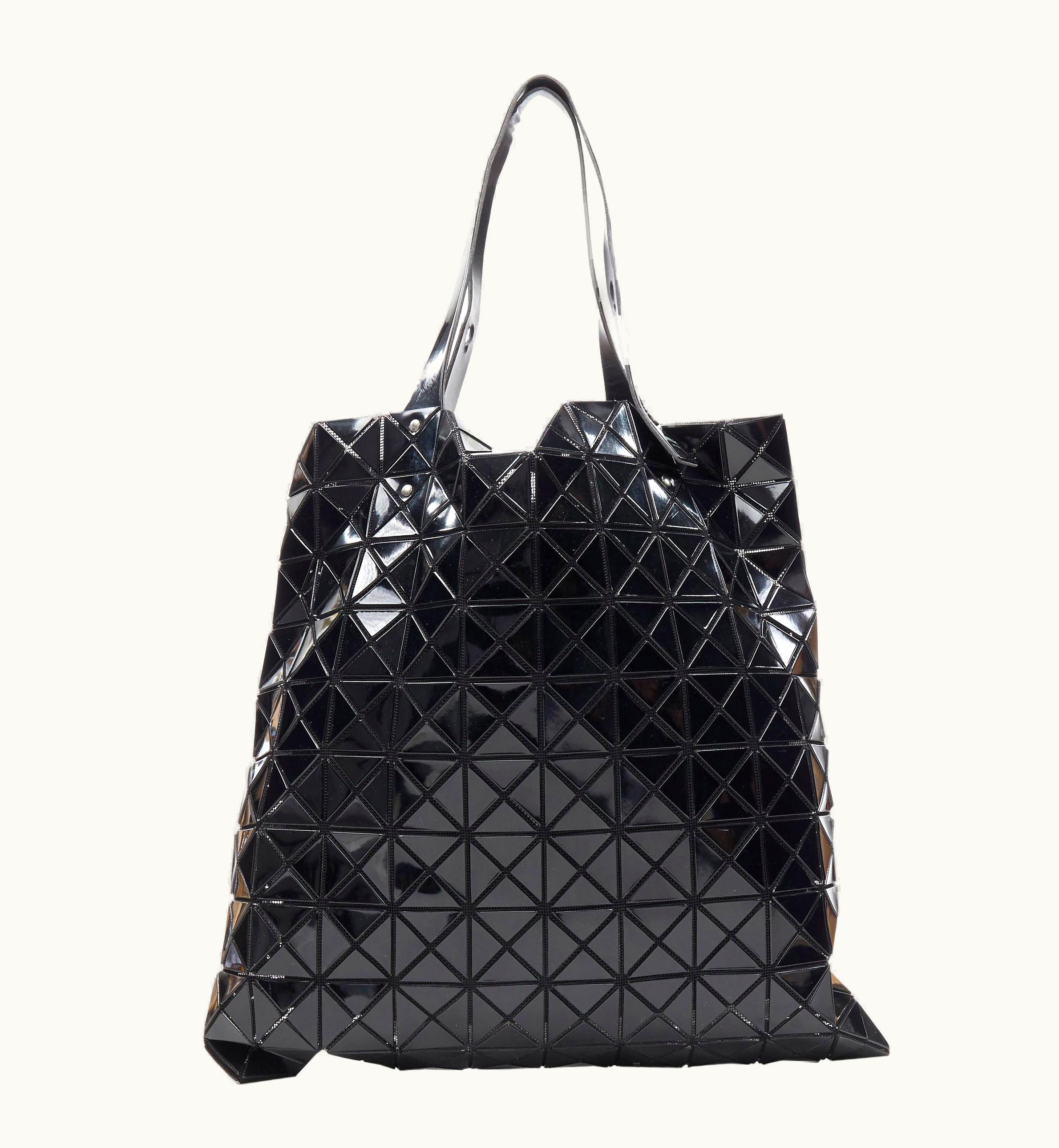 Issey Miyake Bao Issey Miyake Prism Black Pvc Geometric Mesh Leather Handle Tote Bag