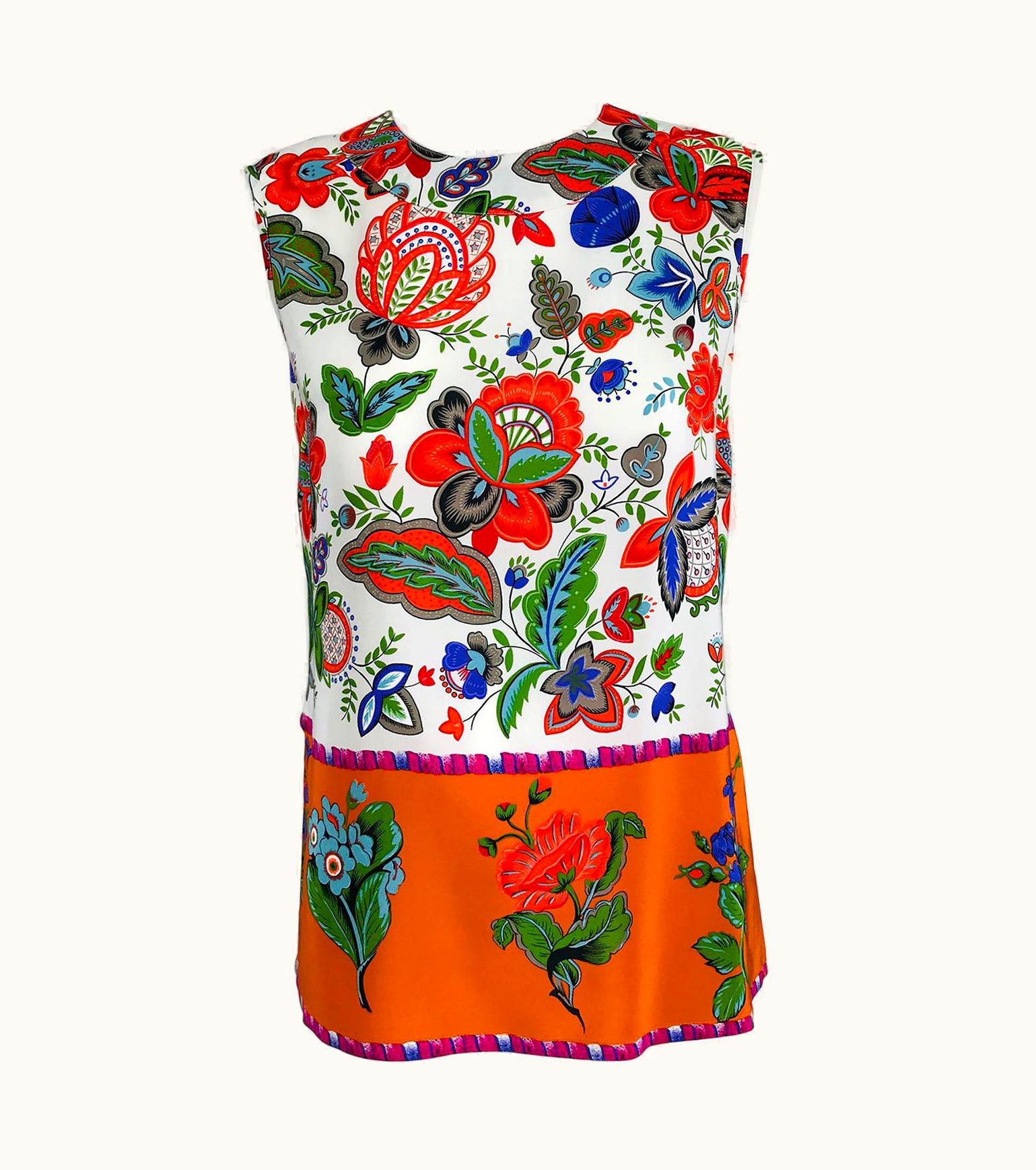 Christian Lacroix Christian Lacroix Floral Silk Sleeveless Tunic Top