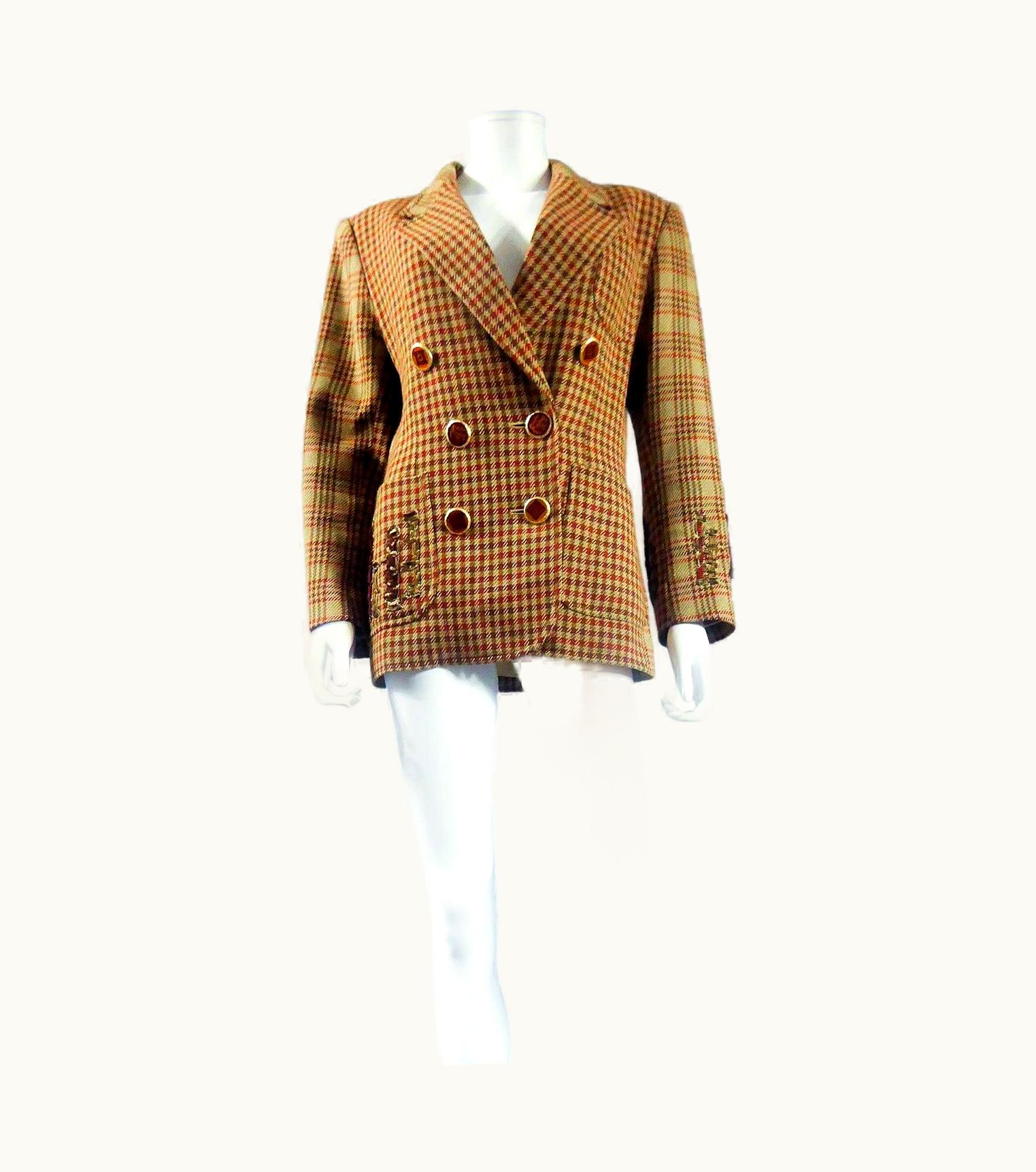 Christian Lacroix A Christian Lacroix Plaid Wool Jacket Circa 1990