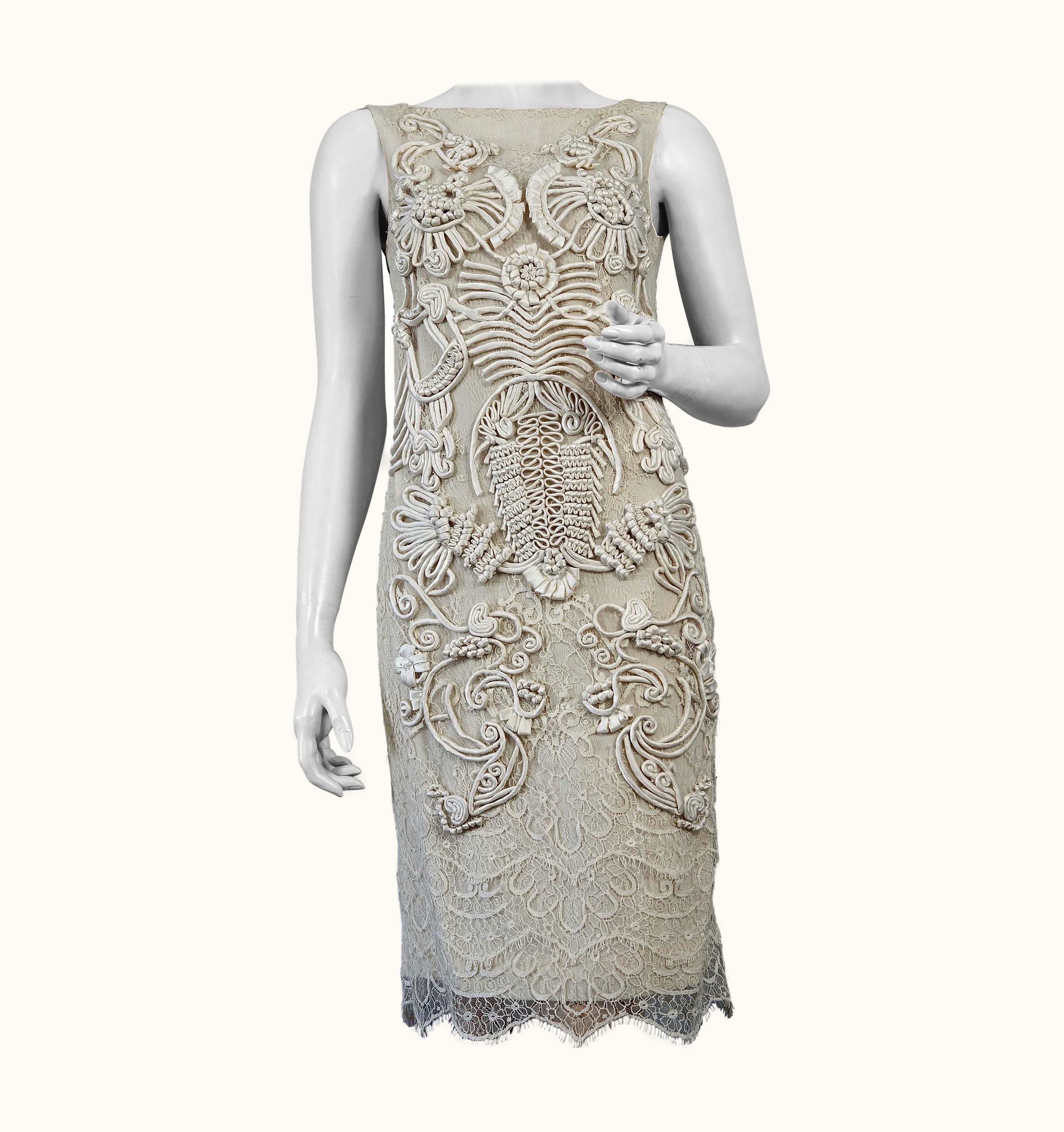 Christian Lacroix Vintage Christian Lacroix Silk Soutache Lace Ecru Dress