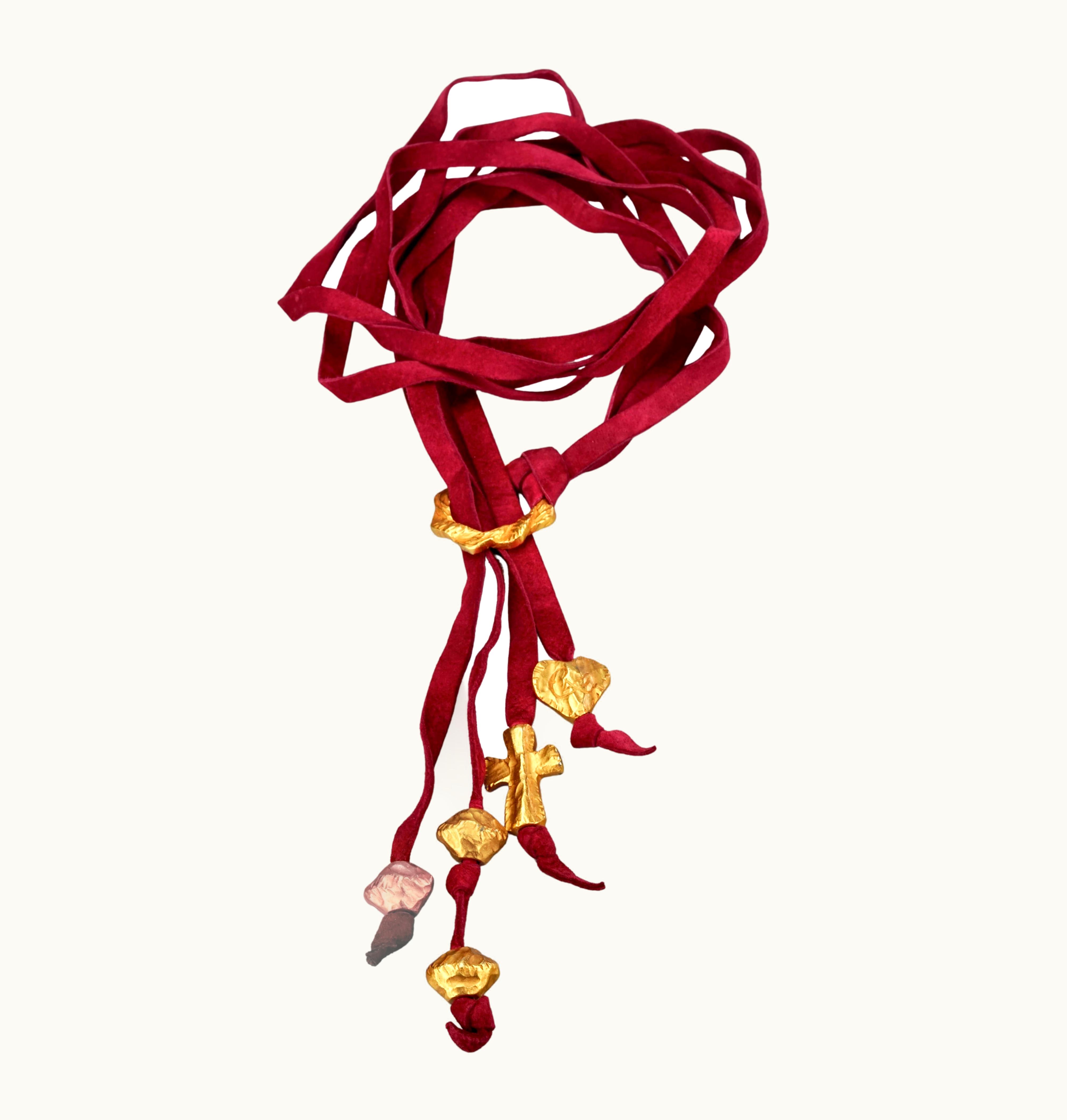 Christian Lacroix Vintage Christian Lacroix Multi Charm Red Leather Belt