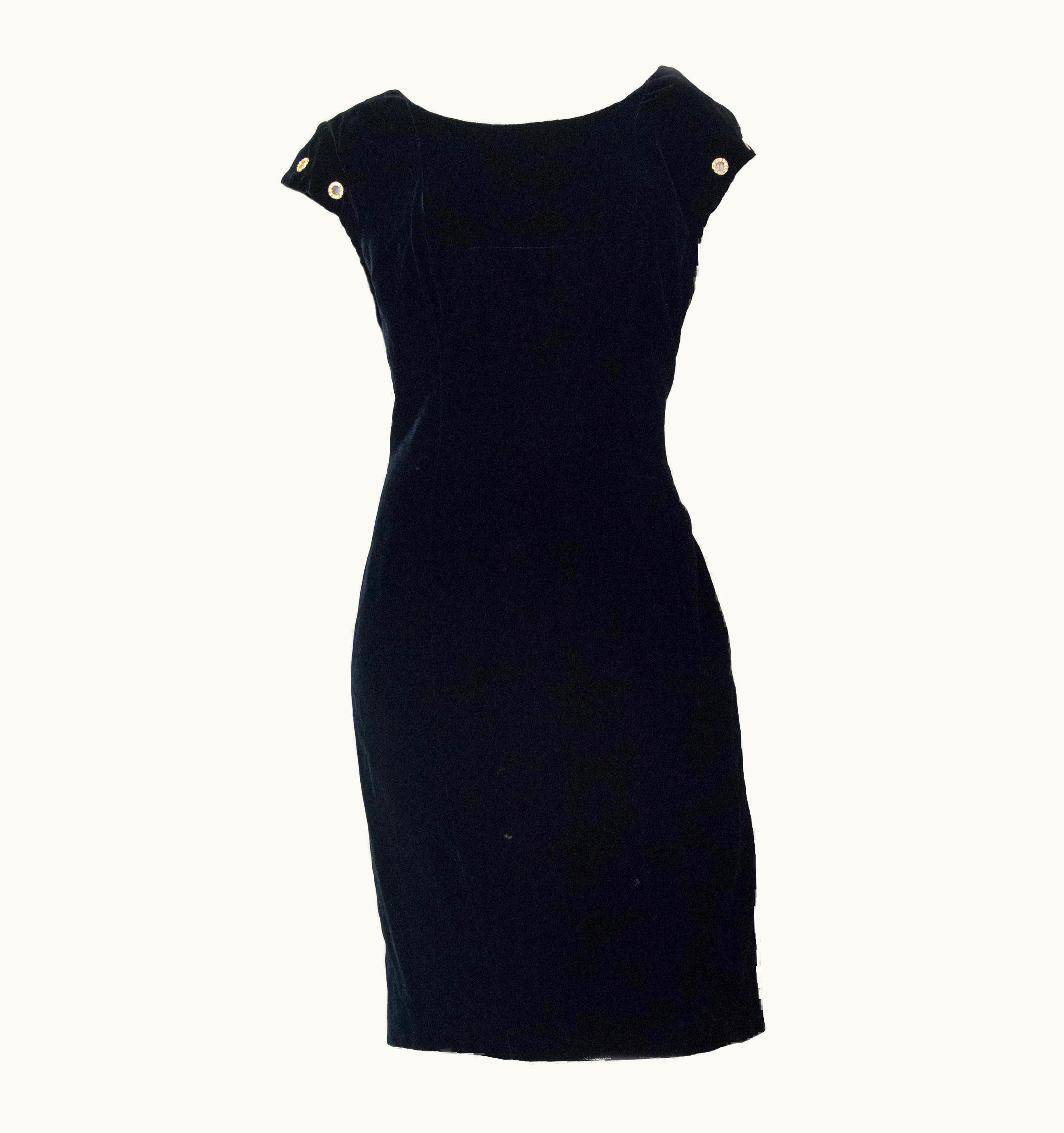 Christian Lacroix 90s Christian Lacroix Black Velvet Sheath Cocktail Dress