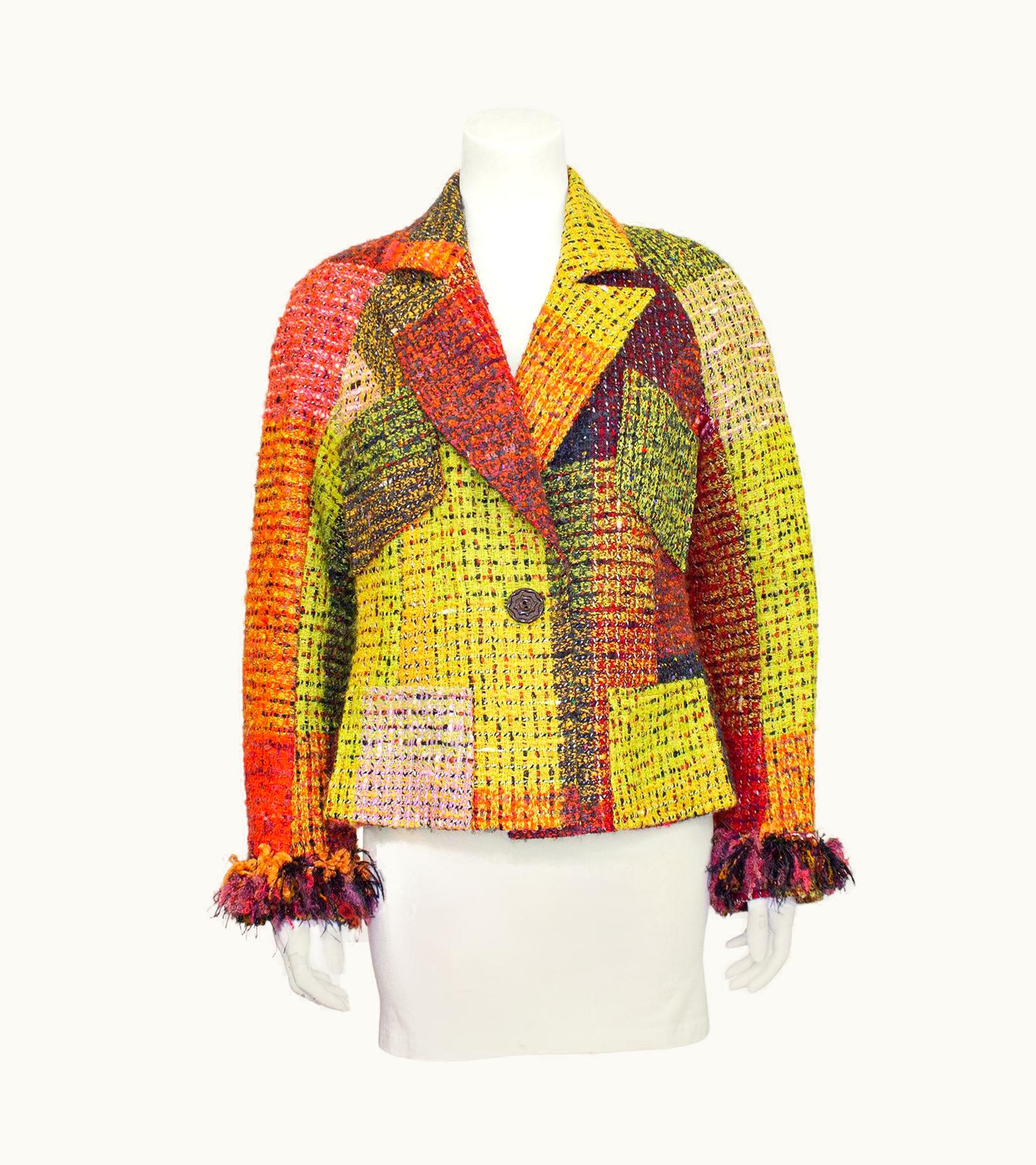 Christian Lacroix 1990s Christian Lacroix Tweed Jacket With Fringe Cuffs