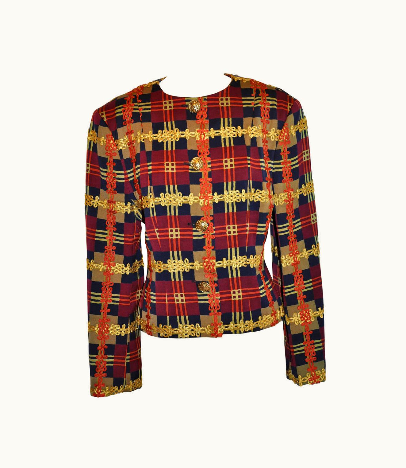 Christian Lacroix Christian LaCroix Multi-color Multi-plaid Cropped Jacket