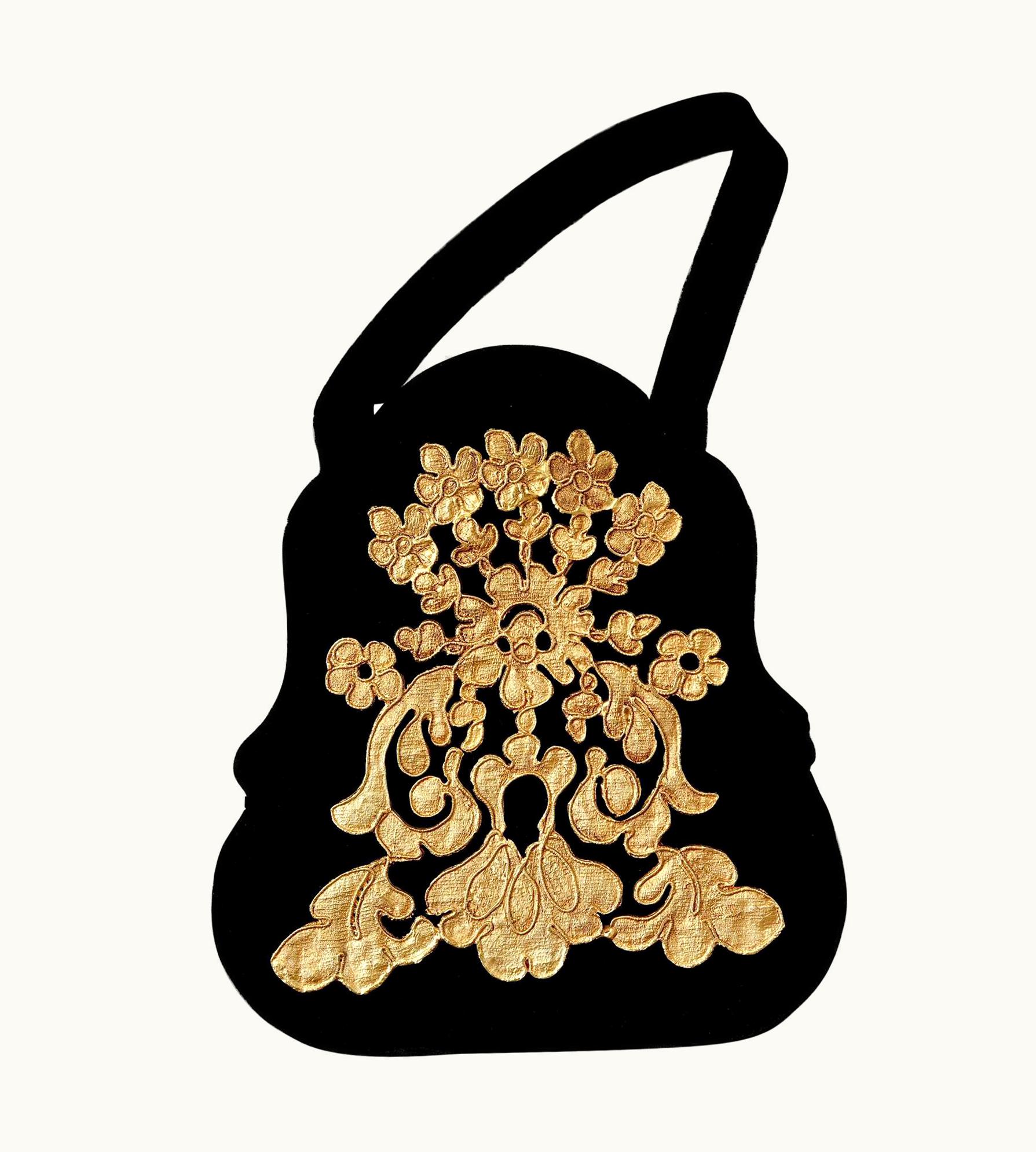 Christian Lacroix Vintage Christian Lacroix Baroque Metal Embellish Jewelled Velvet Bag