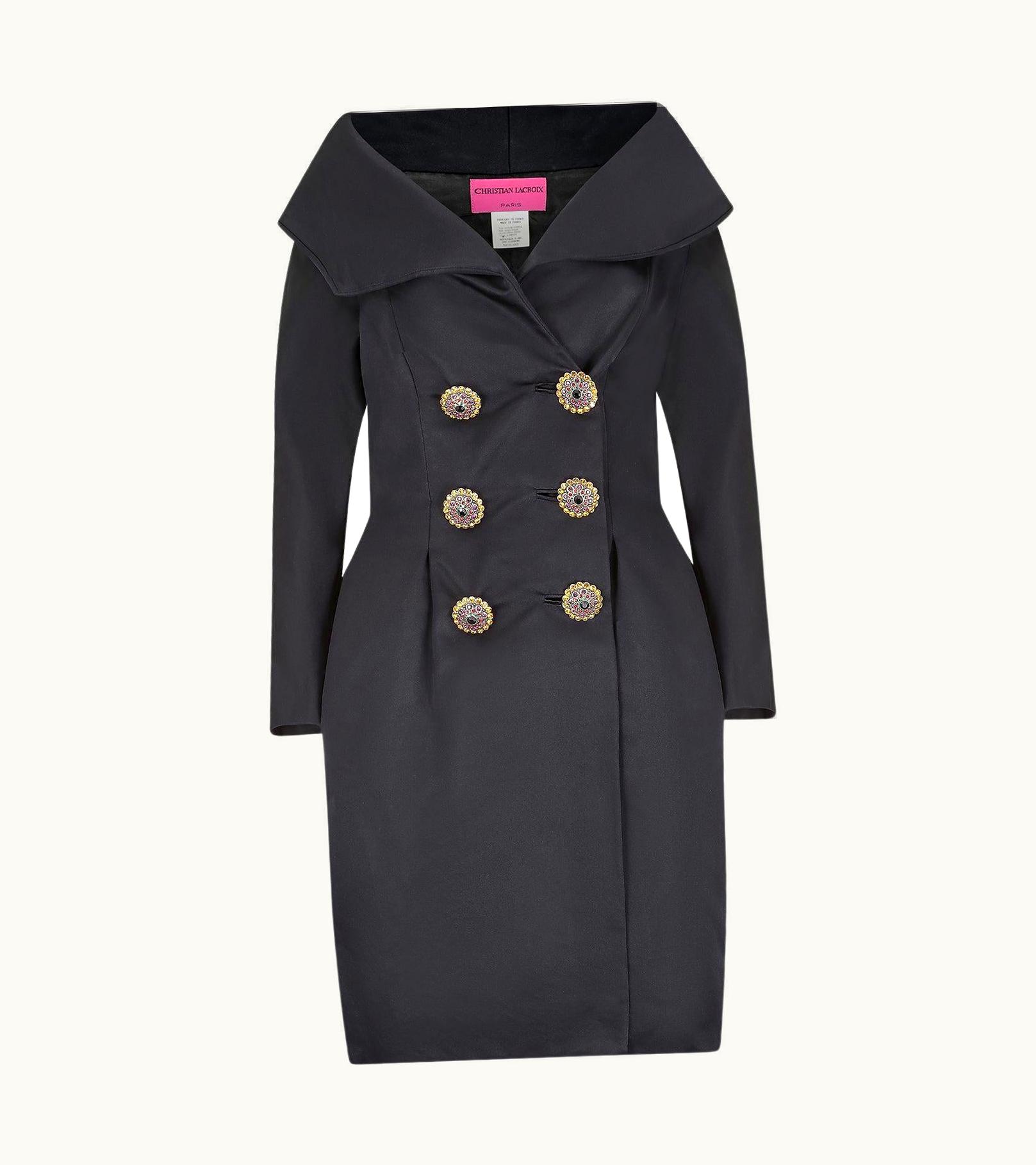 Christian Lacroix 1990s Silk Christian Lacroix Dress Jacket With Crystal Buttons