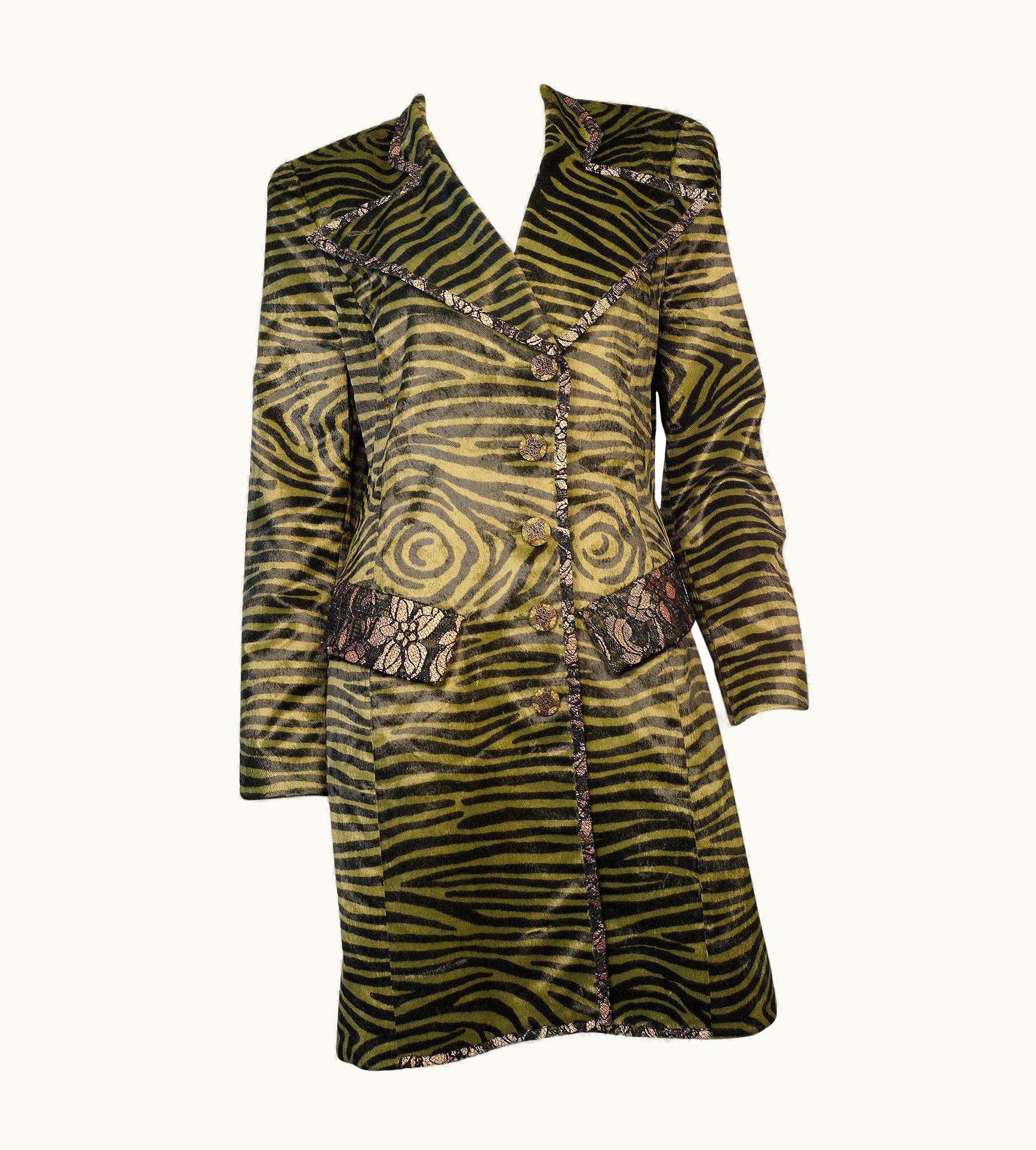 Christian Lacroix Christian Lacroix Faux Tiger Print And Lace Trench Coat
