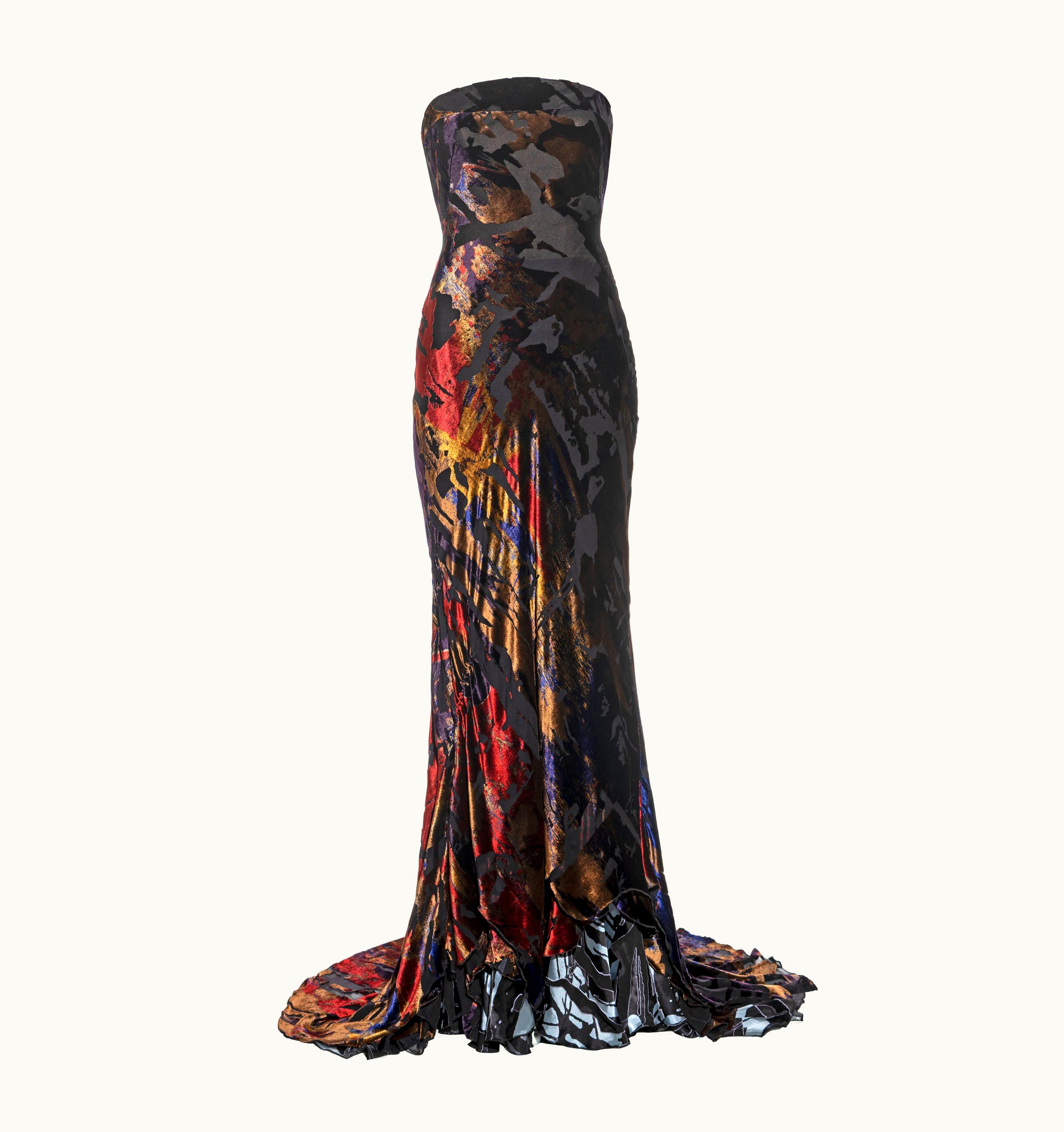 Christian Lacroix Christian Lacroix Silk Devoré Strapless Evening Dress, AW 2002