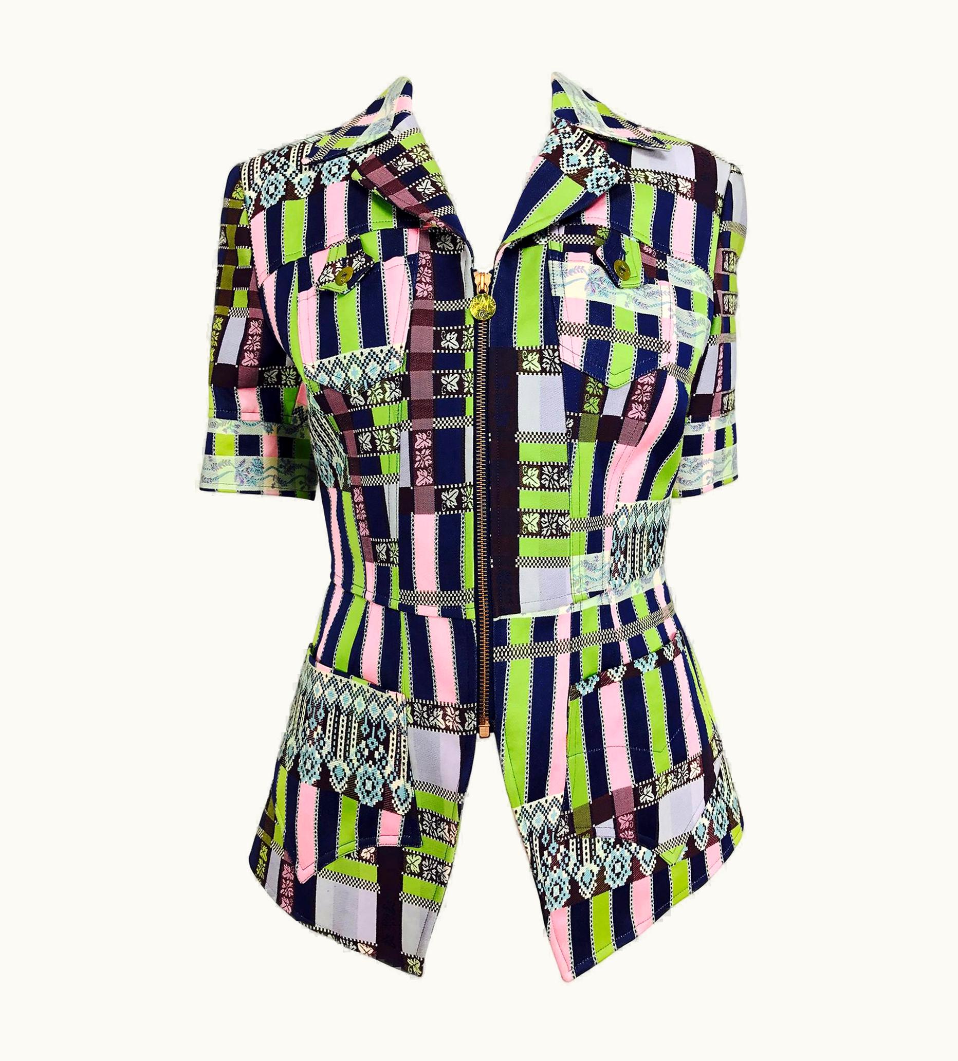 Christian Lacroix Christian LaCroix Bazar Zipper Front Short Sleeve Jacket 1980s