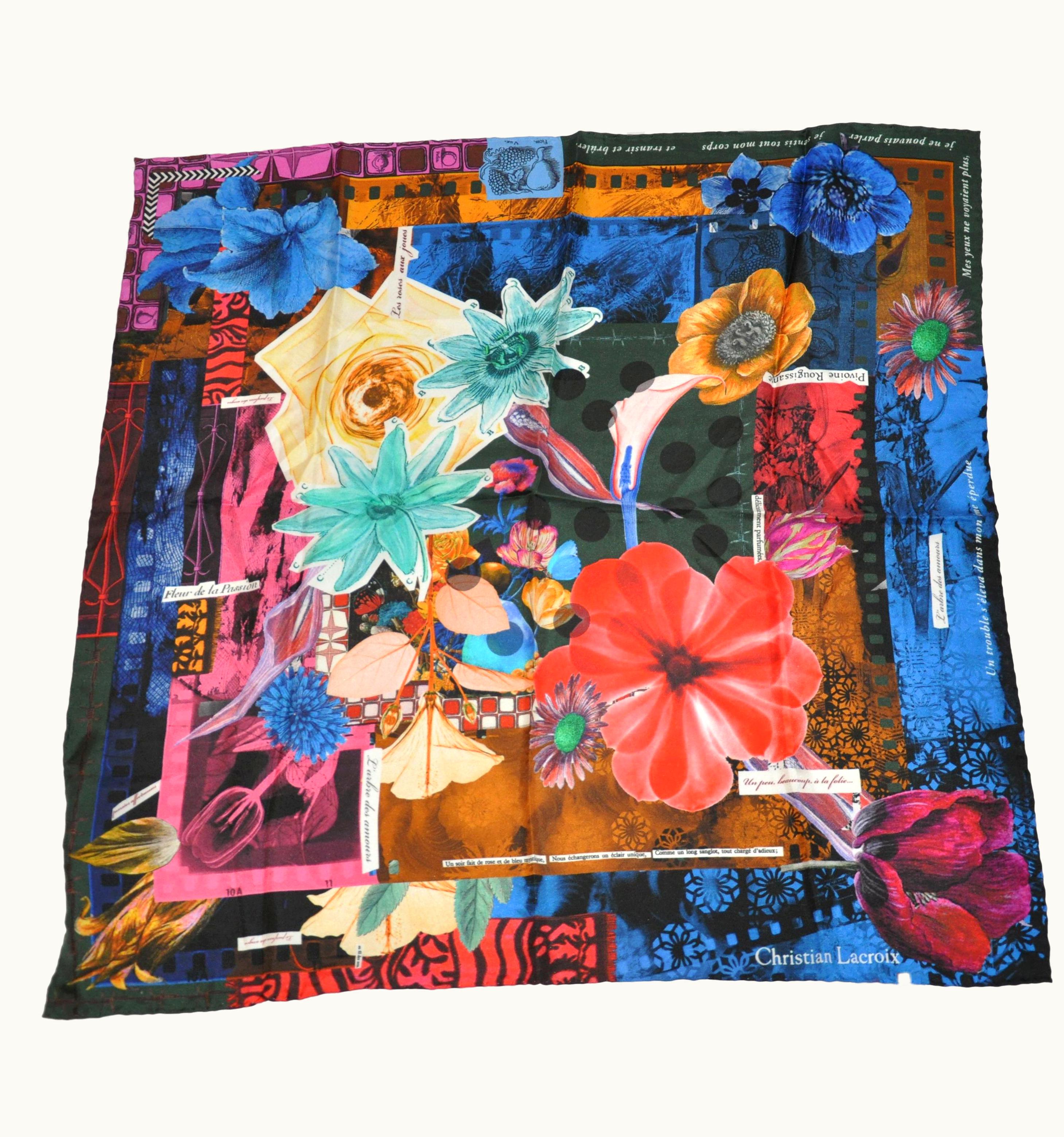 Christian Lacroix Christian LaCroix Multi-Color Bold Abstract Florals Silk Jacquard Scarf