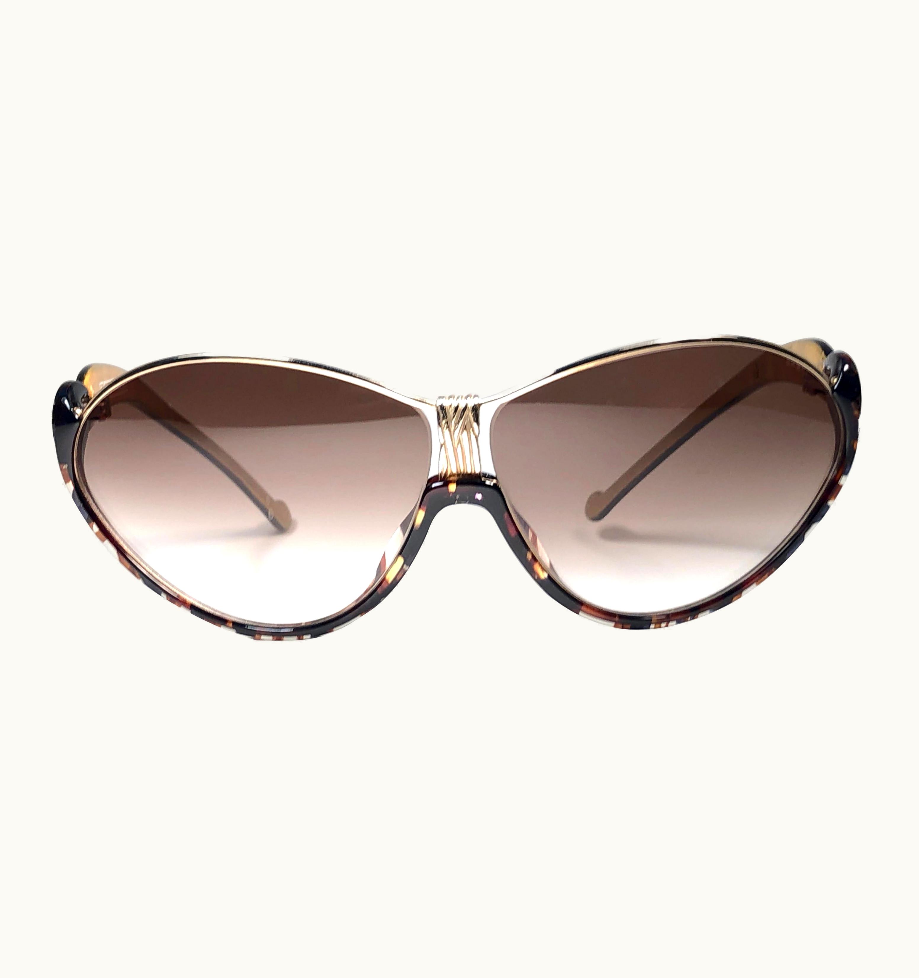 Christian Lacroix Christian Lacroix France Vintage Dark Tortoise And Gold Sunglasses 1980