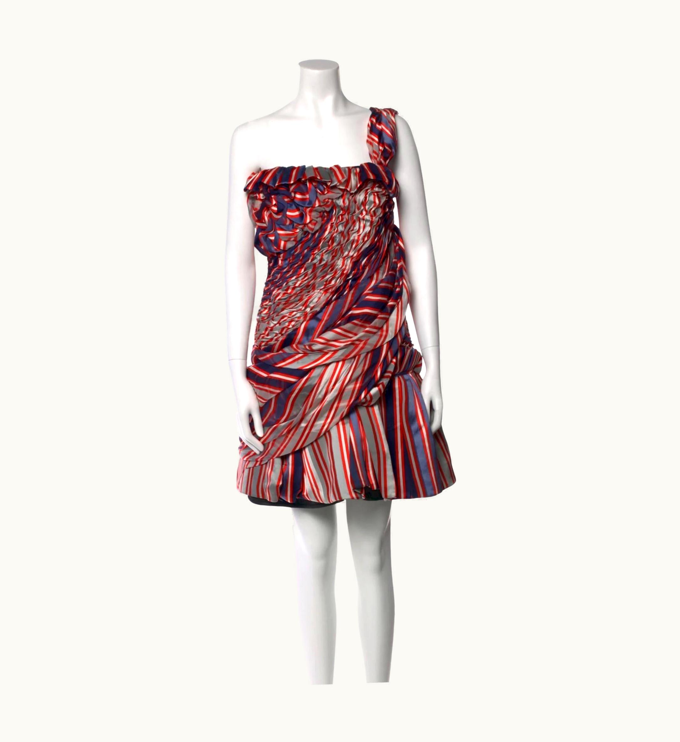 Christian Lacroix Christian Lacroix Silk Red One Shoulder Mini Dress (m )