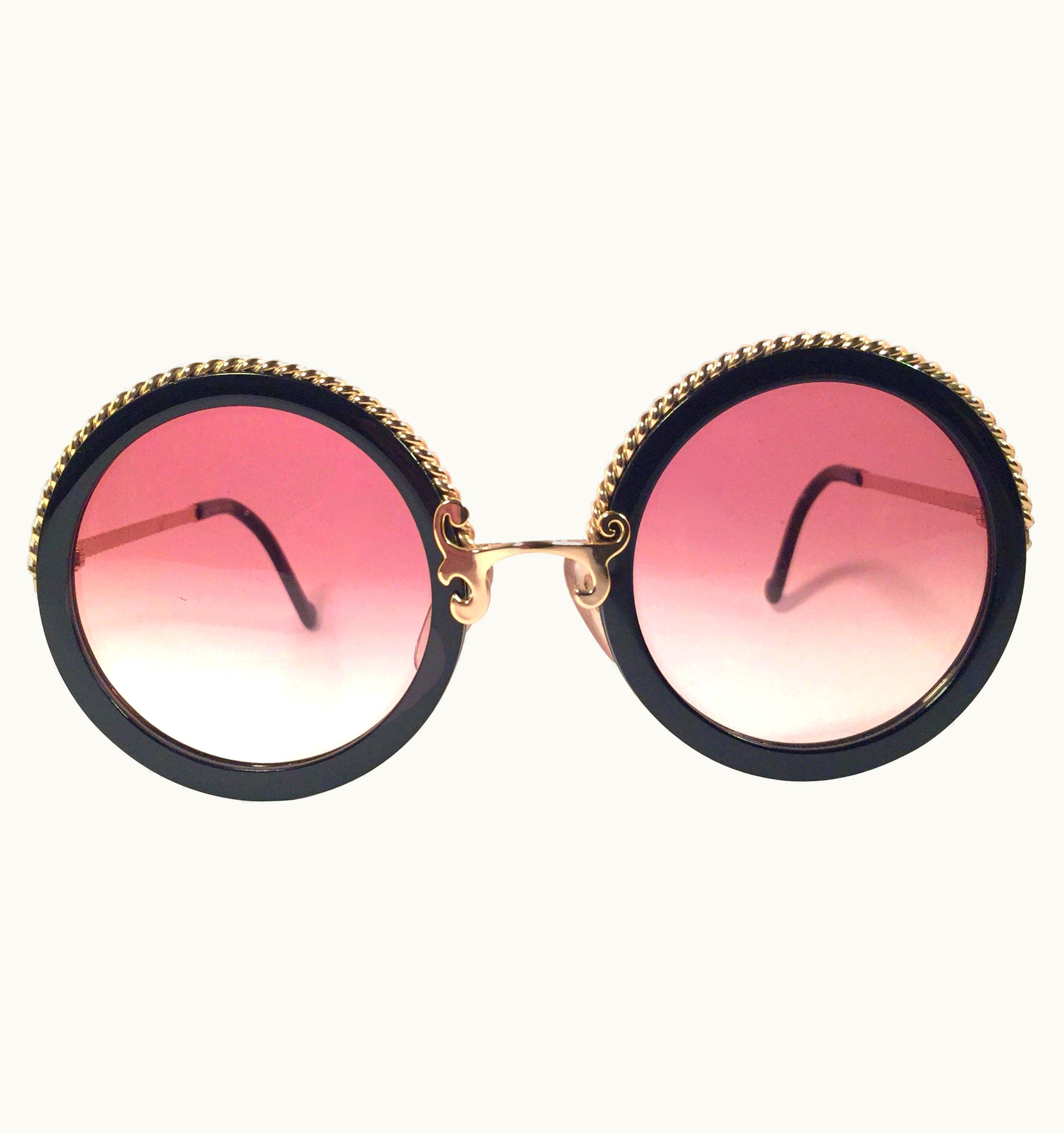 Christian Lacroix Vintage Christian Lacroix Round Black Gold Accents 1980 France Sunglasses