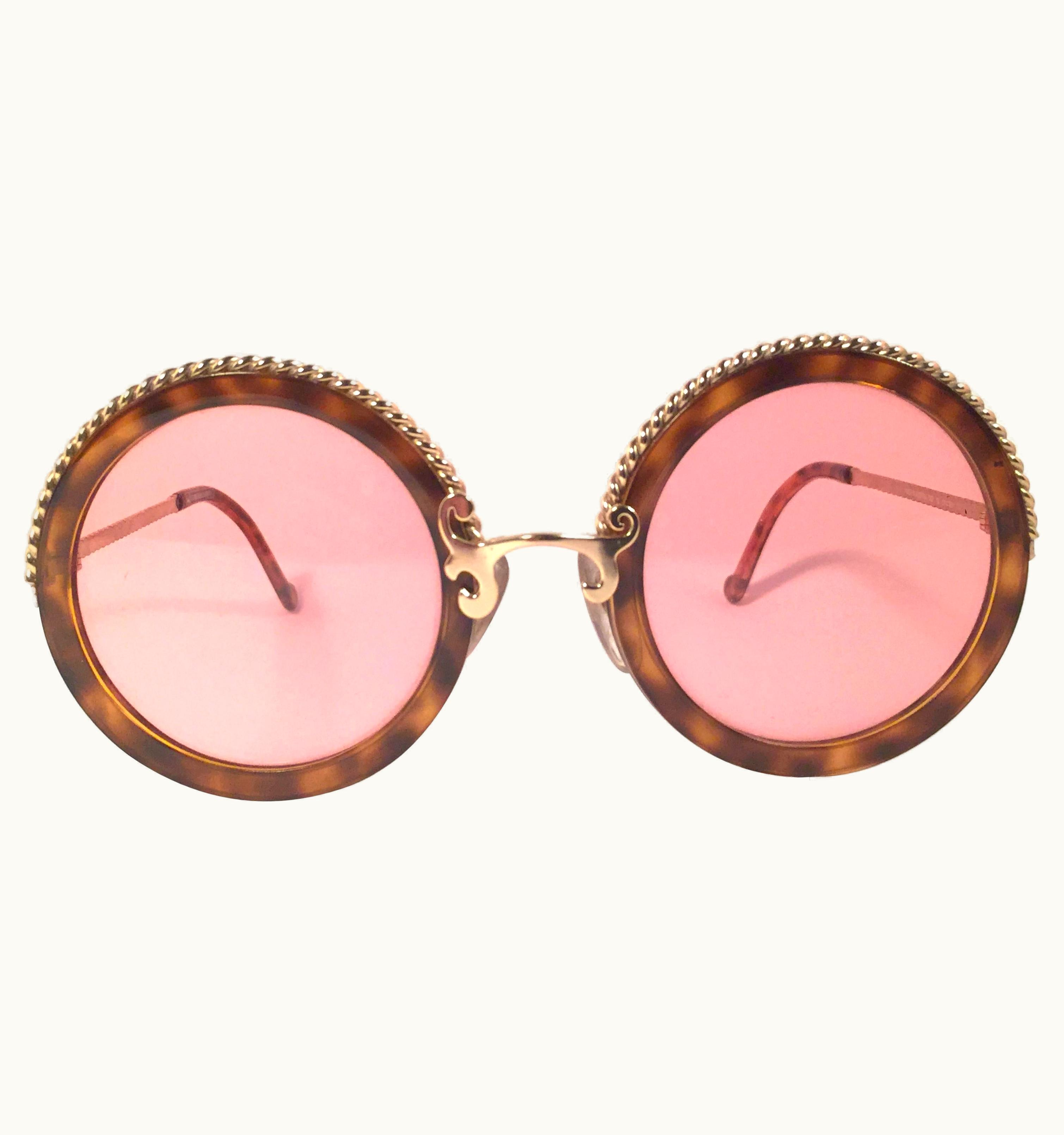 Christian Lacroix Vintage Christian Lacroix Round Tortoise Gold Accents 1980 France Sunglass